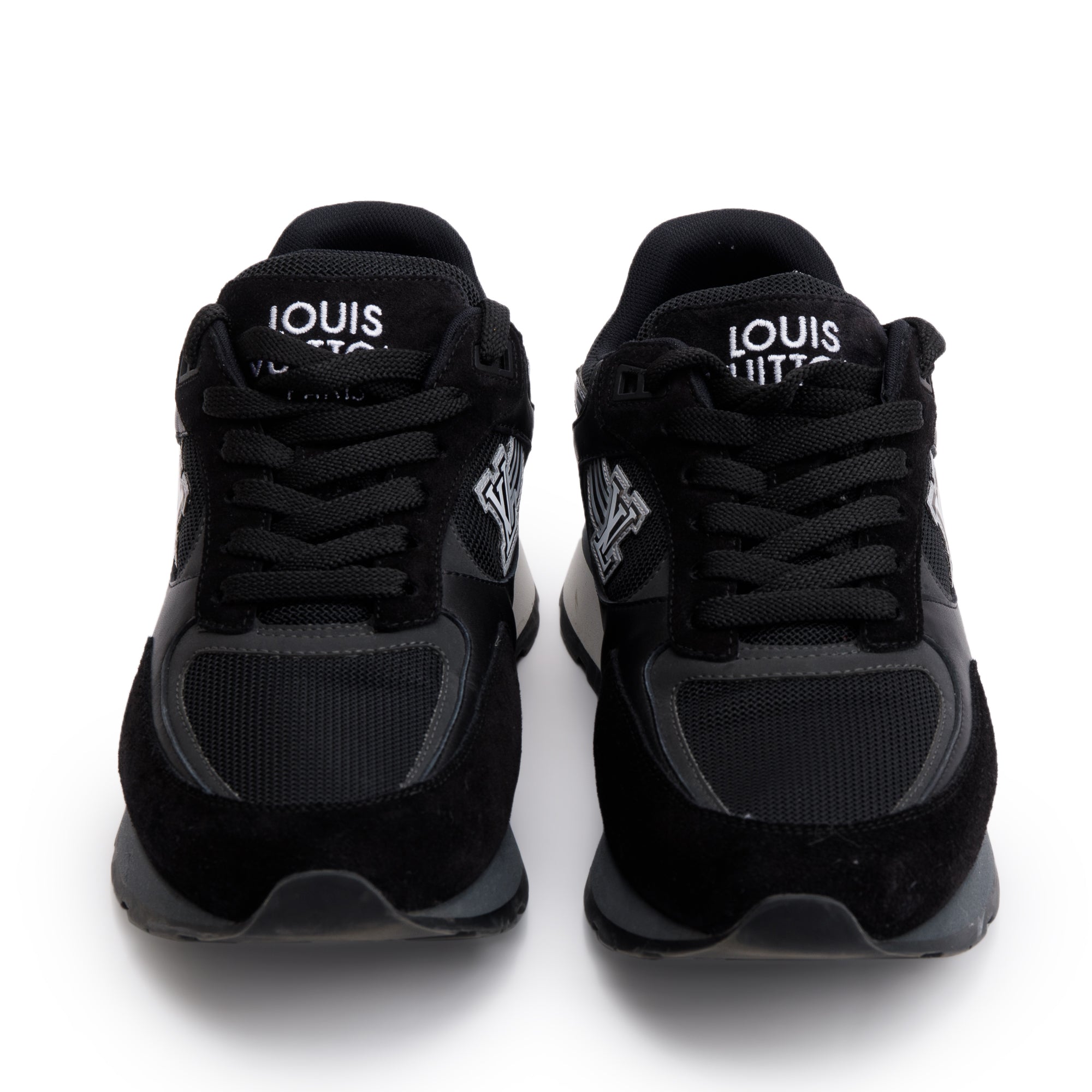 Louis Vuitton 2020 Black Suede Mesh Calfskin Run Away Sneakers, Size 7 w/ Box