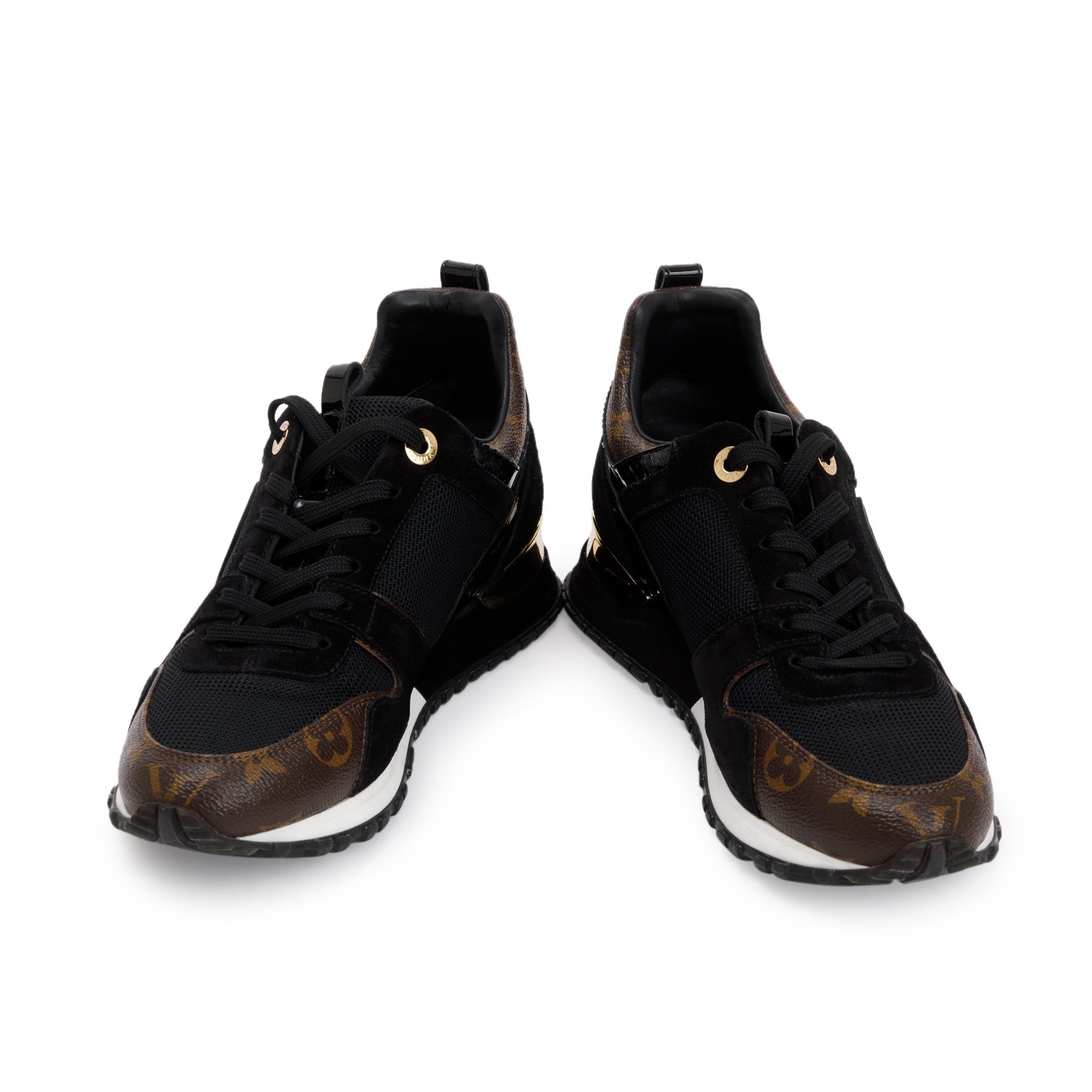 Louis Vuitton 2020 Black Suede Monogram Run Away Sneakers, Size 37