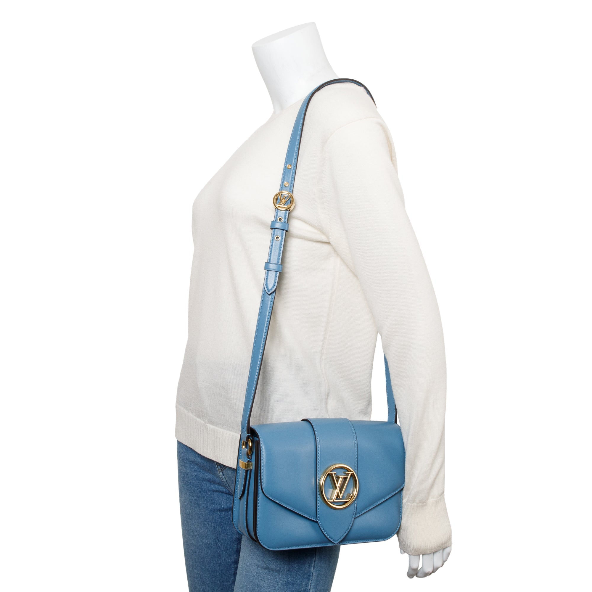 Louis Vuitton 2020 Blue Calfskin Leather LV Pont 9