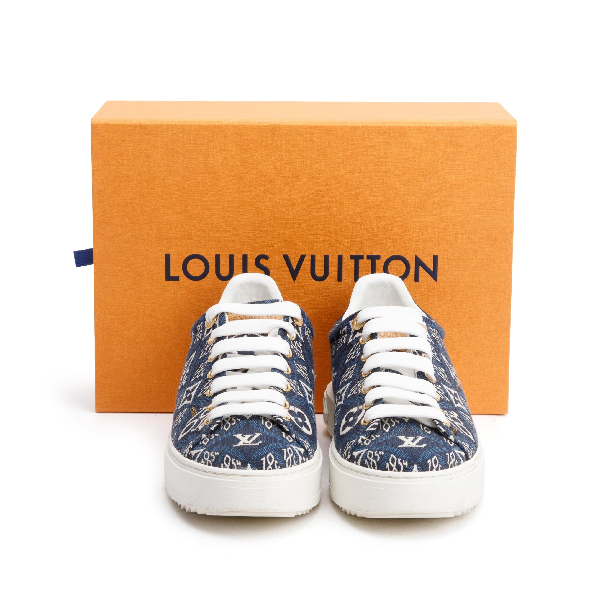 Louis Vuitton 2020 Blue Since 1984 Canvas Time Out Sneakers, Size 38.5 w/ Box