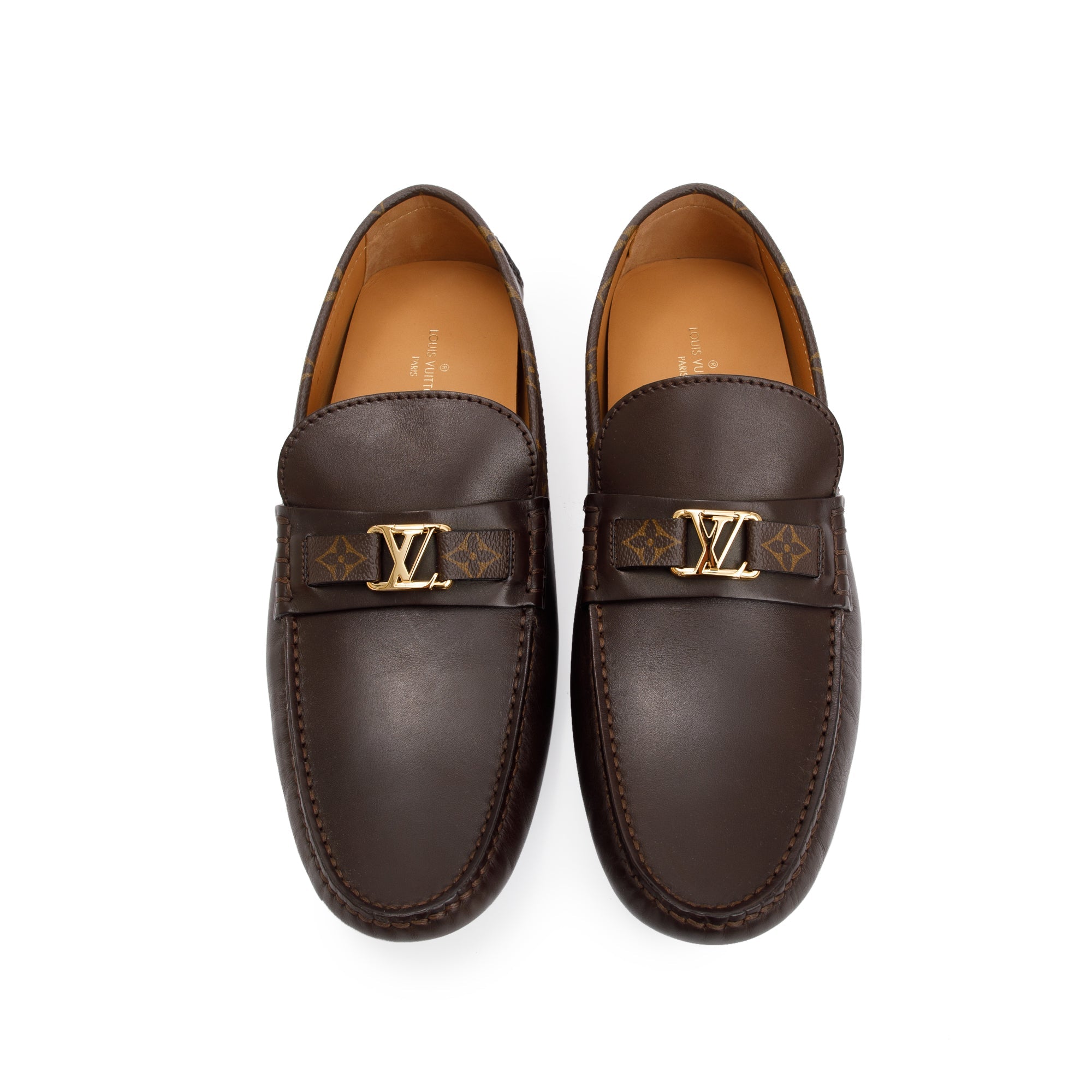 Louis Vuitton 2020 Brown Calf Leather Monte Carlo Moccasin Loafers, Size 12 w/ Box