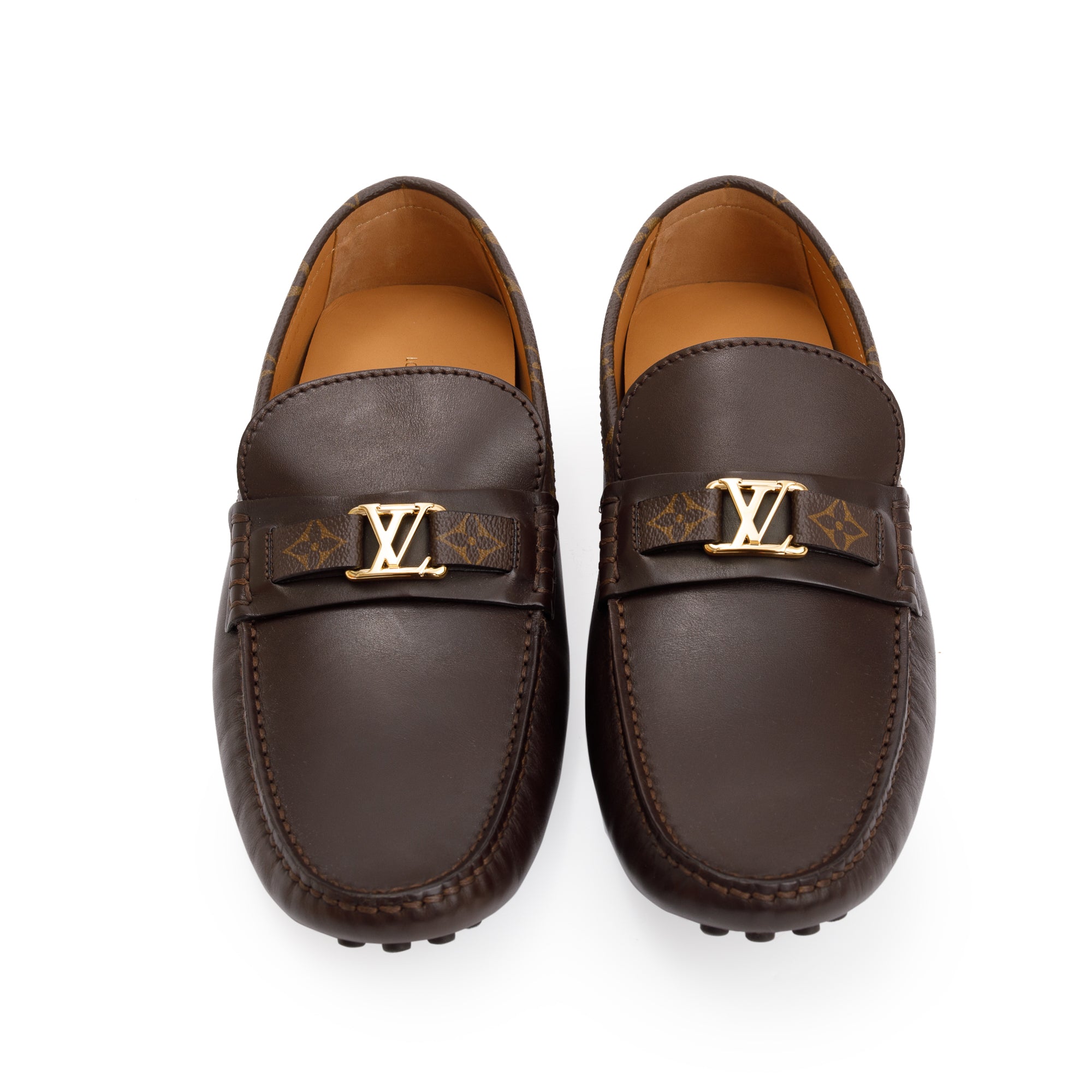 Louis Vuitton 2020 Brown Calf Leather Monte Carlo Moccasin Loafers, Size 12 w/ Box