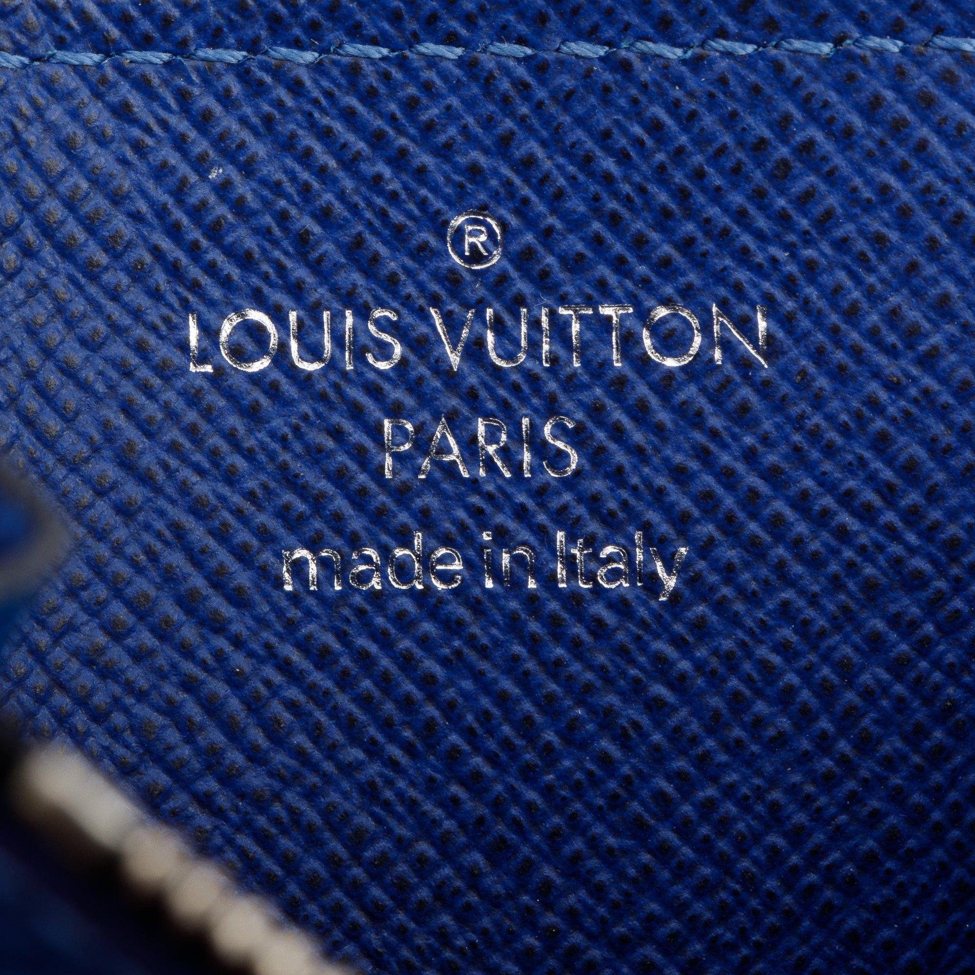 Louis Vuitton 2020 Cobalt Blue Monogram & Taigarama Leather Coin Card Holder w/ Box