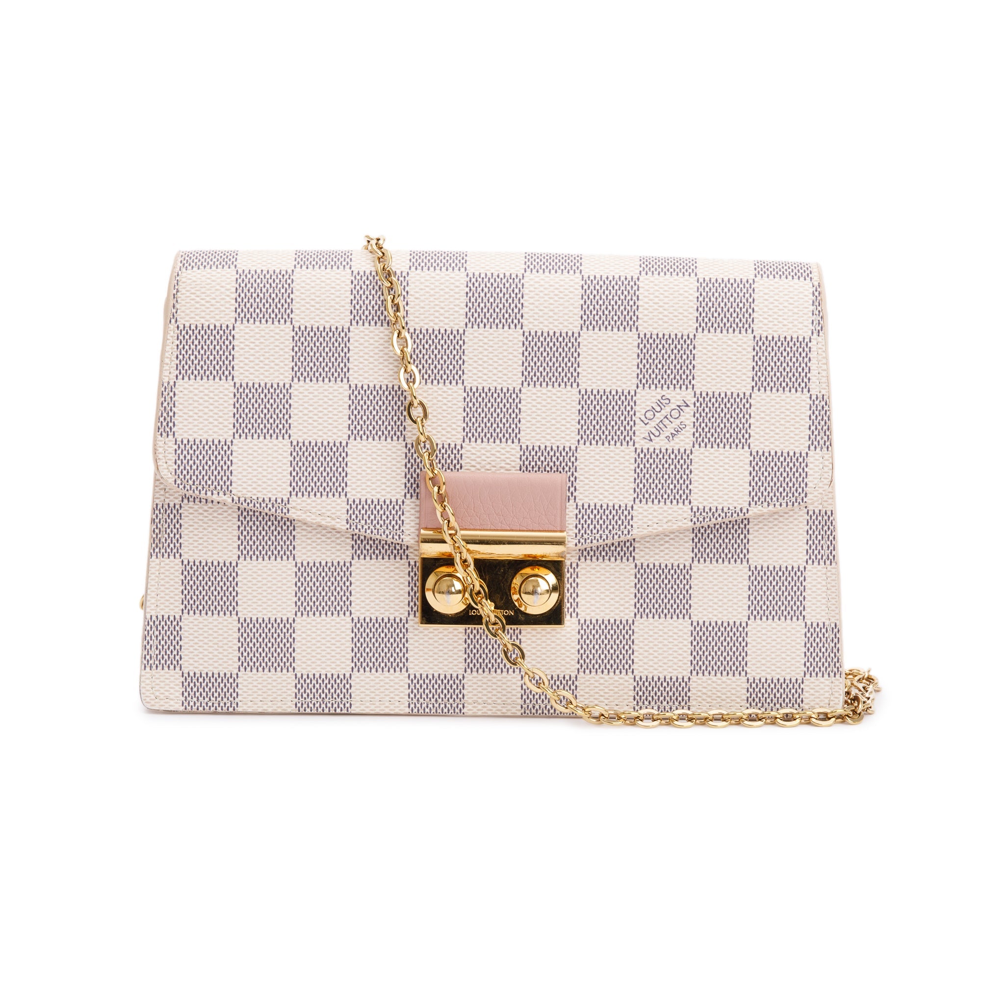 Louis Vuitton 2020 Damier Azur Croisette Chain Wallet w/ Box & Receipt