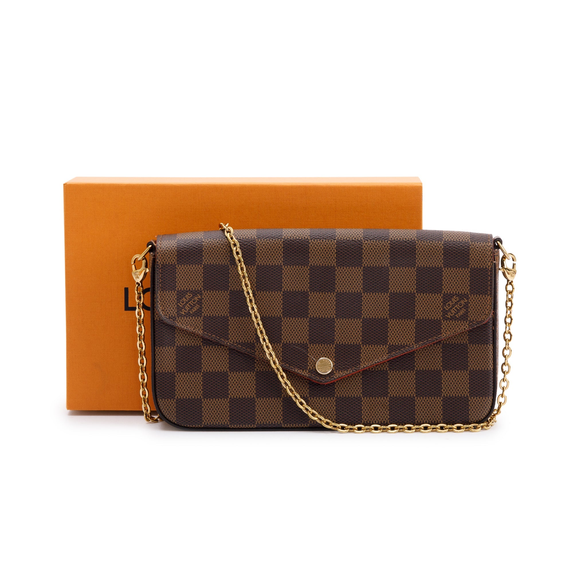 Louis Vuitton 2020 Damier Ebene Felicie Pochette Bag w/ Box