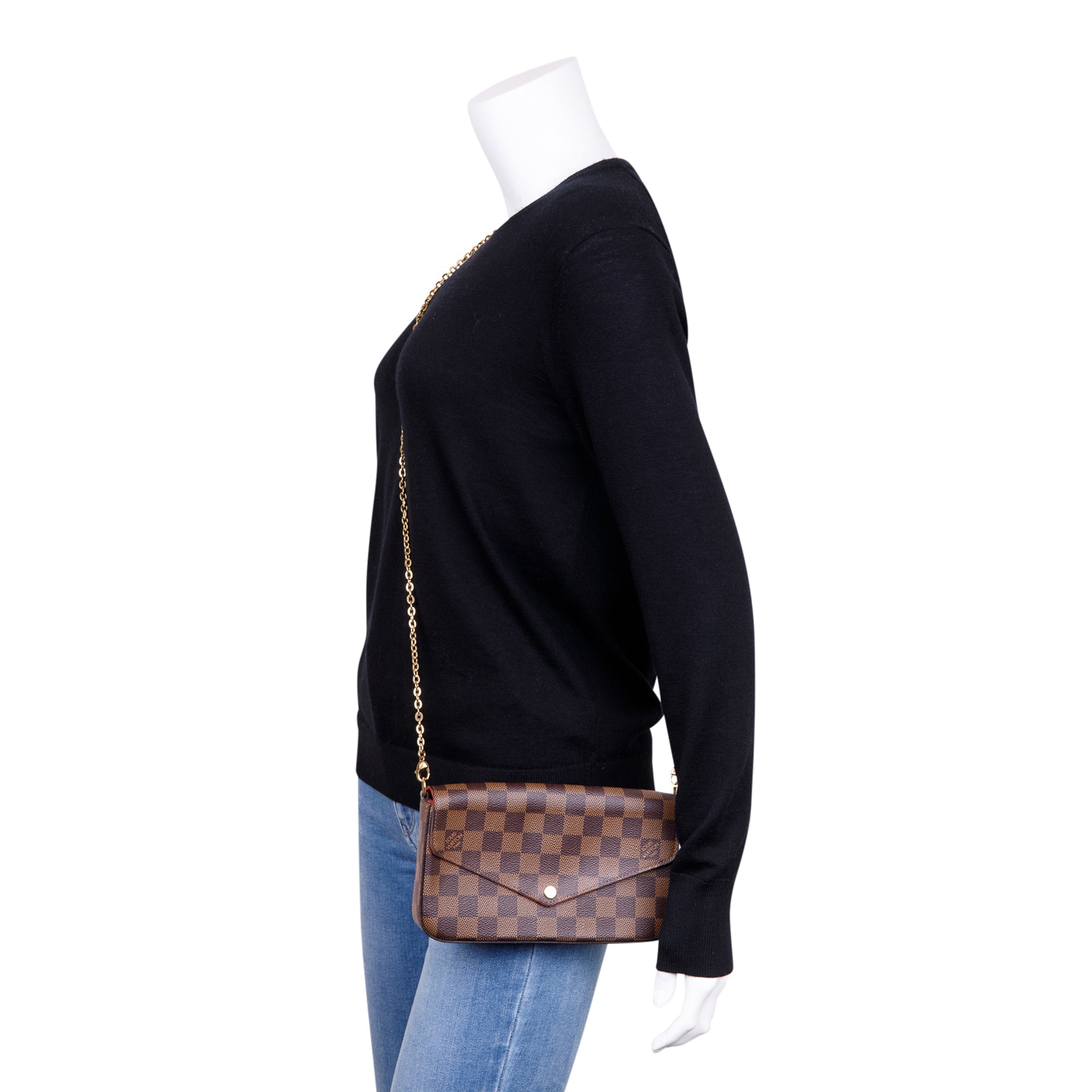 Louis Vuitton 2020 Damier Ebene Felicie Pochette Bag w/ Box