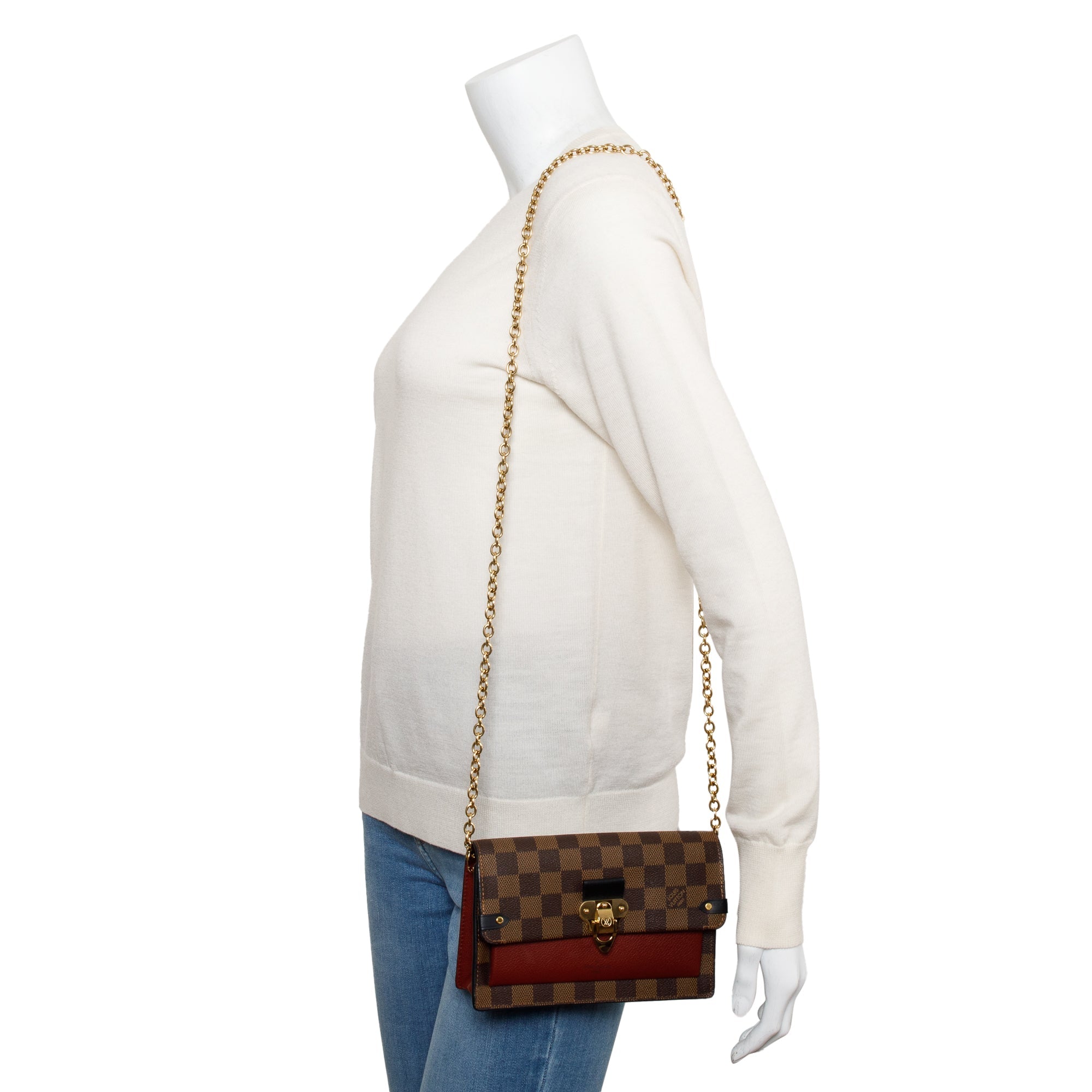 Louis Vuitton 2020 Damier Ebene Vavin Chain Wallet w/ Box