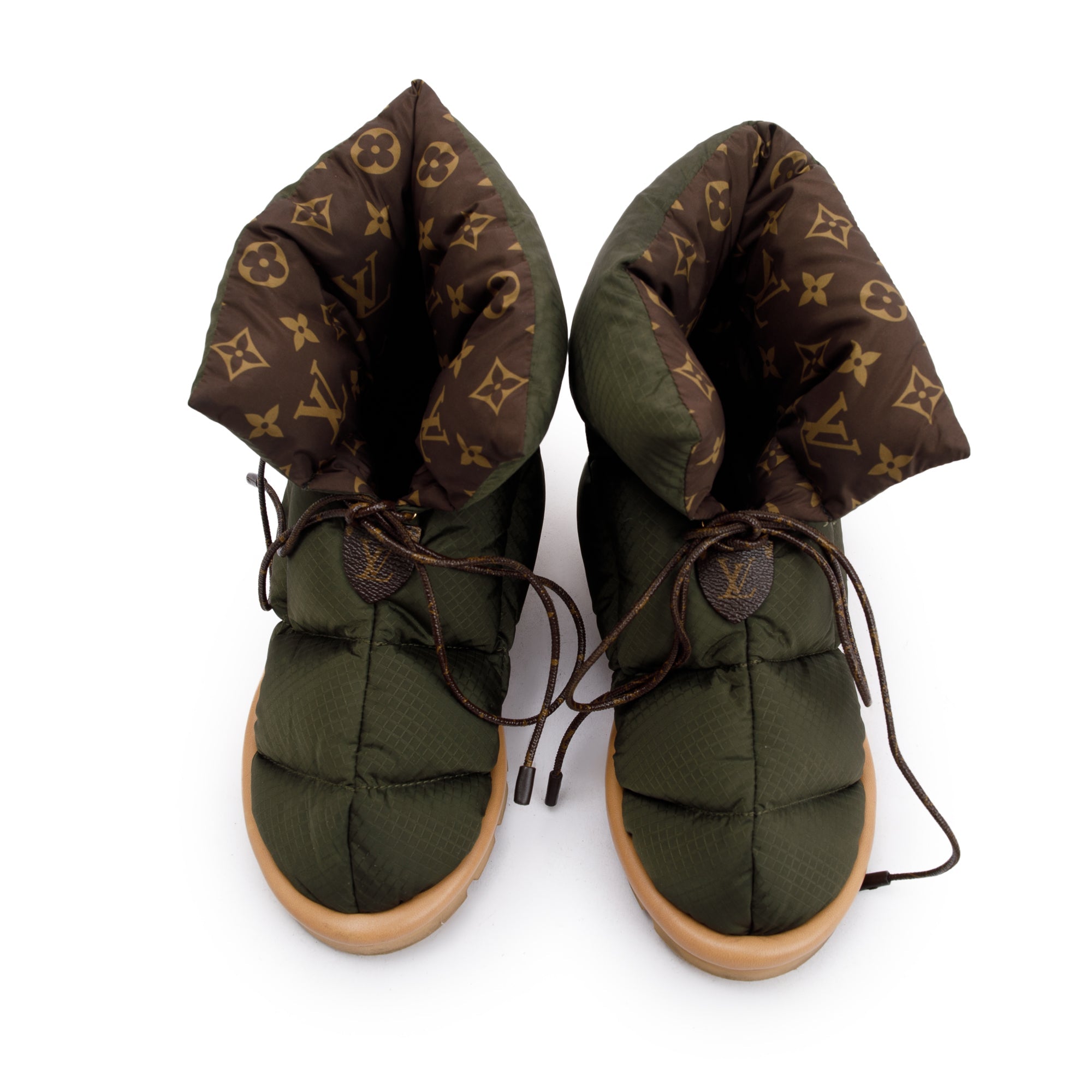 Louis Vuitton 2020 Green Nylon Lace-Up Pillow Comfort Ankle Boots, Size 37