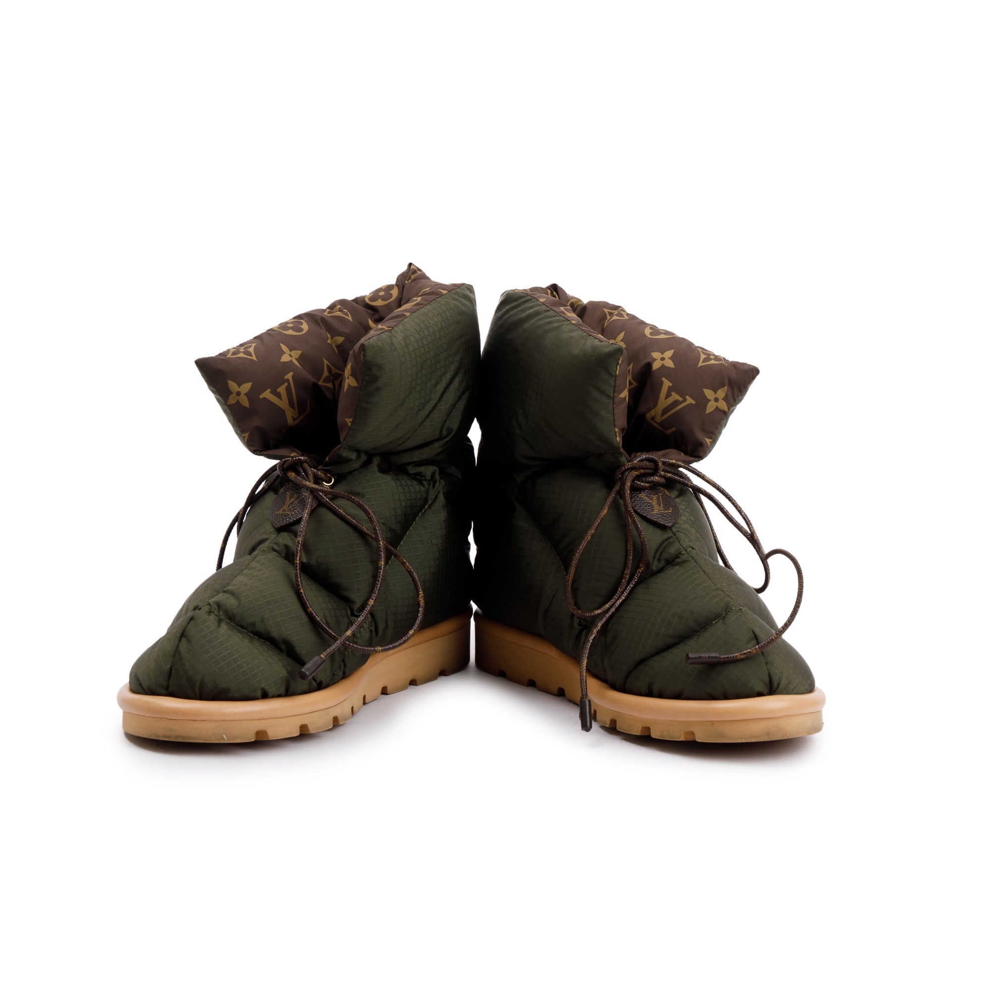 Louis Vuitton 2020 Green Nylon Lace-Up Pillow Comfort Ankle Boots, Size 37