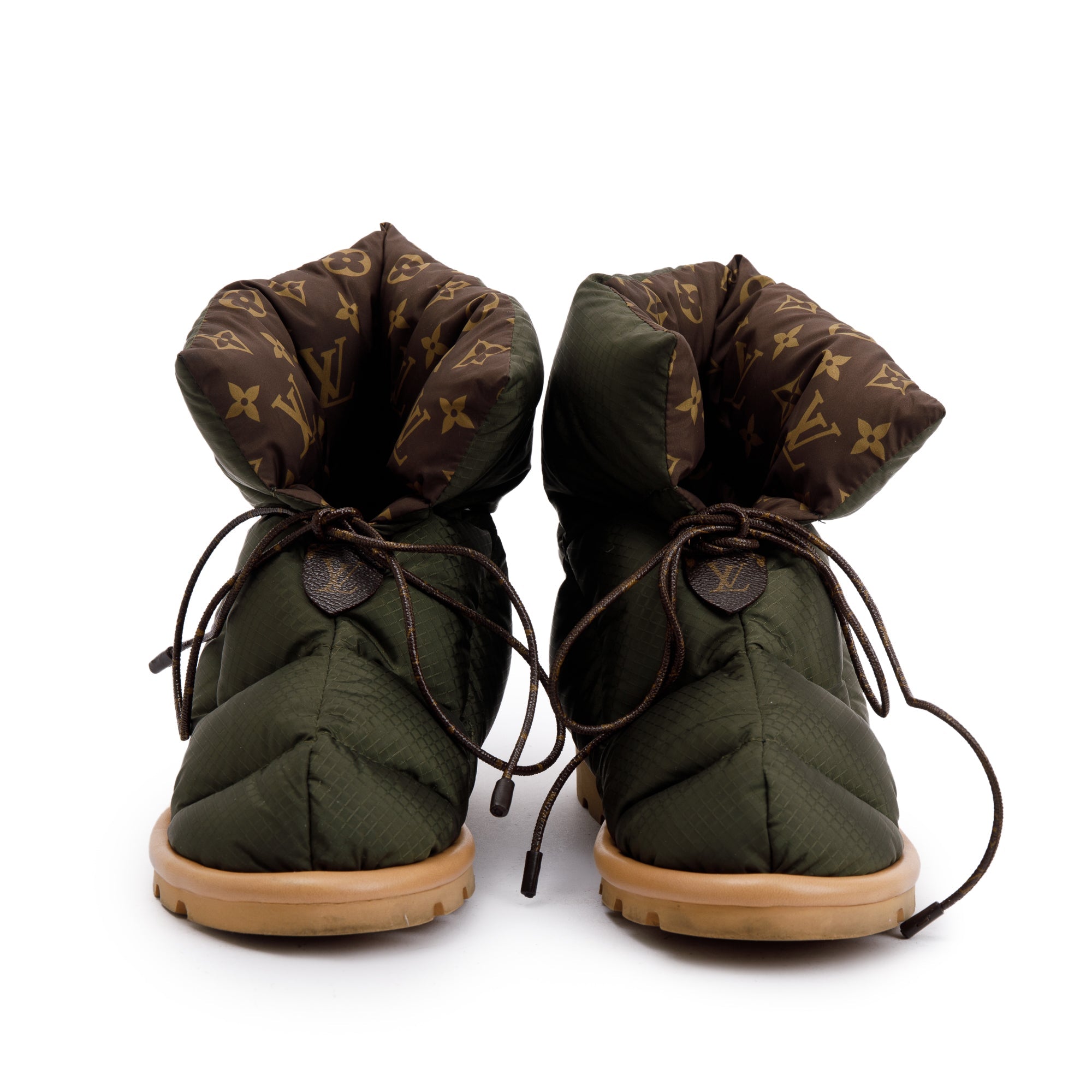 Louis Vuitton 2020 Green Nylon Lace-Up Pillow Comfort Ankle Boots, Size 37