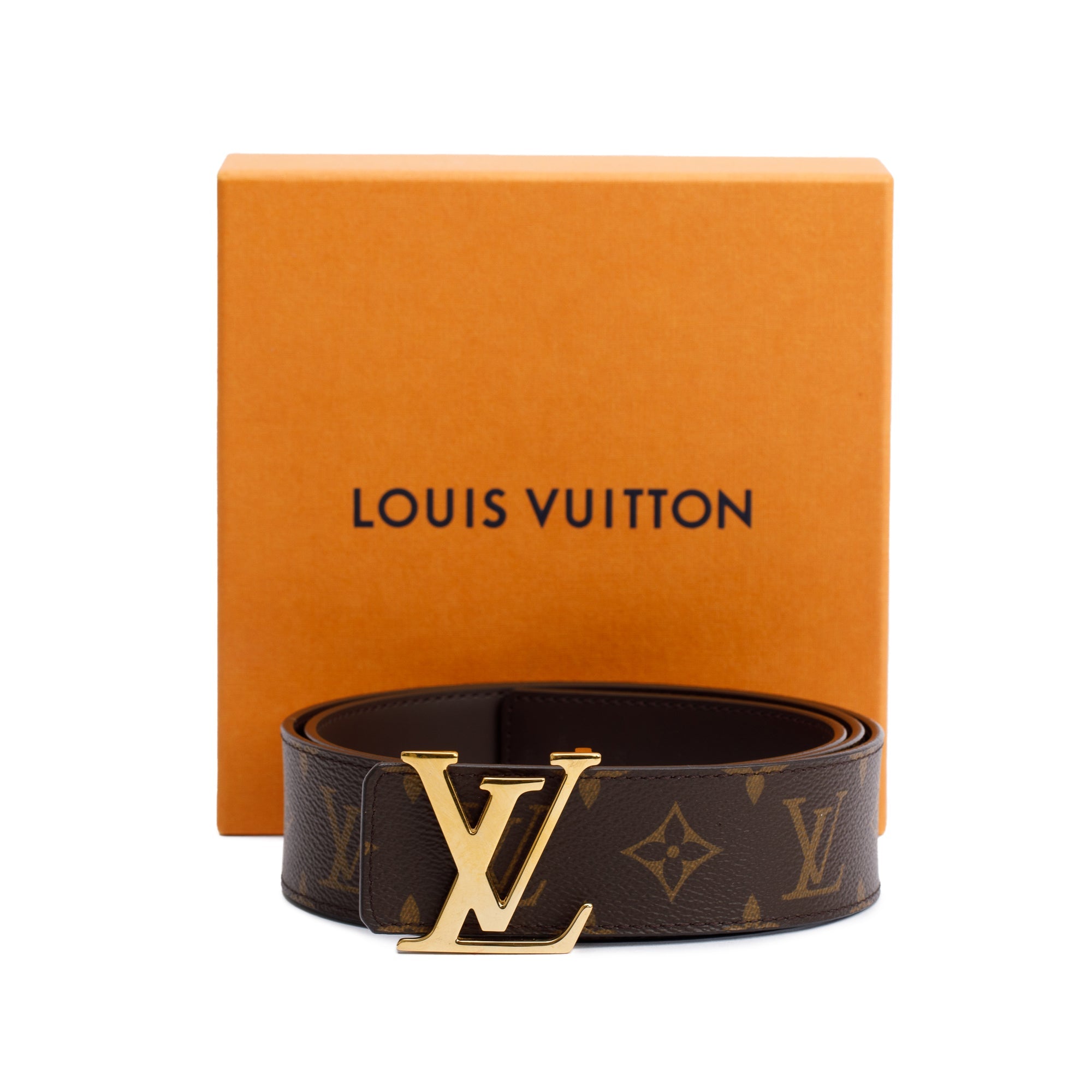 Louis Vuitton 2020 Monogram Canvas & Brown Leather LV Initiales 40 MM Reversible Belt, Size 95 38 w/ Box & Receipt