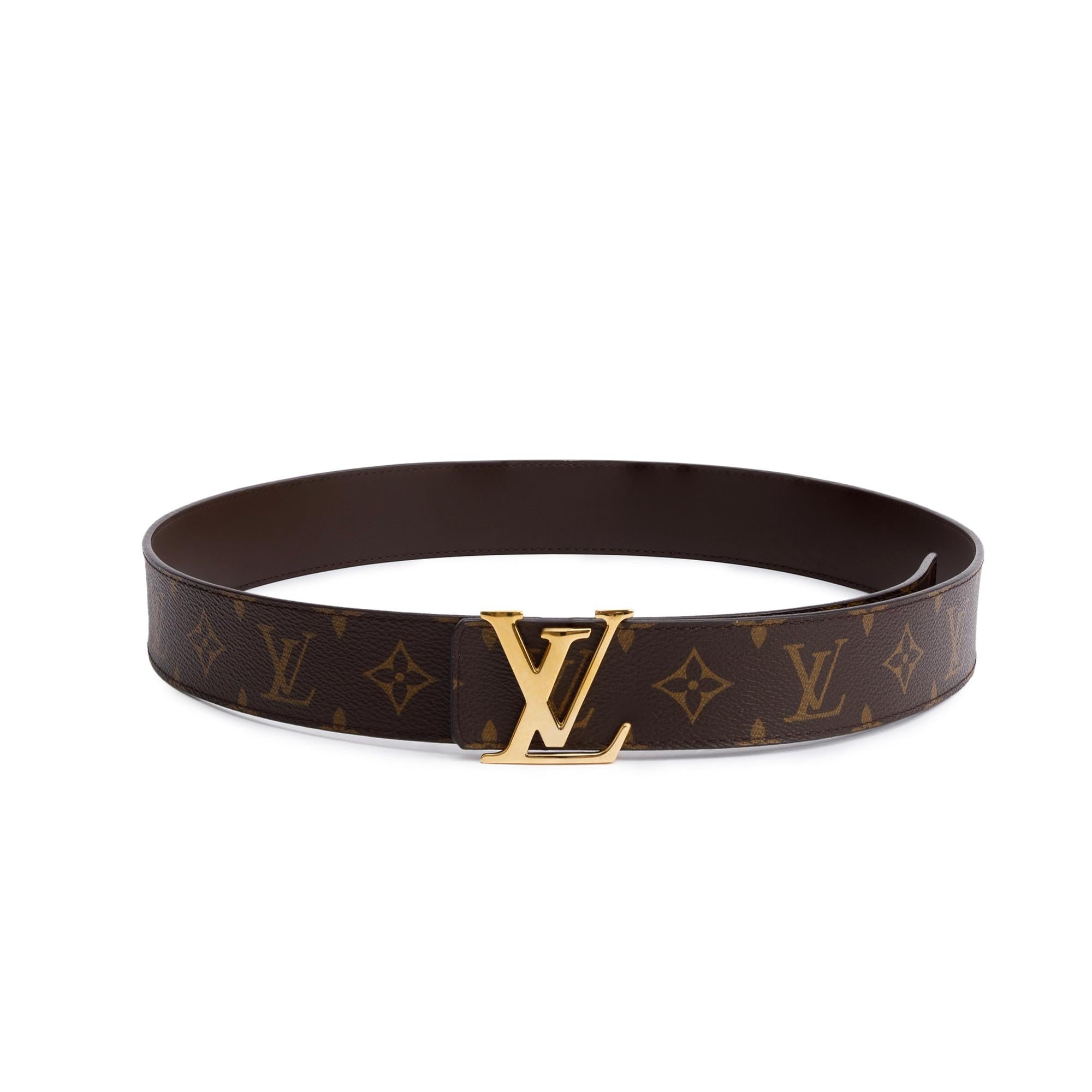 Louis Vuitton 2020 Monogram Canvas & Brown Leather LV Initiales 40 MM Reversible Belt, Size 95 38 w/ Box & Receipt