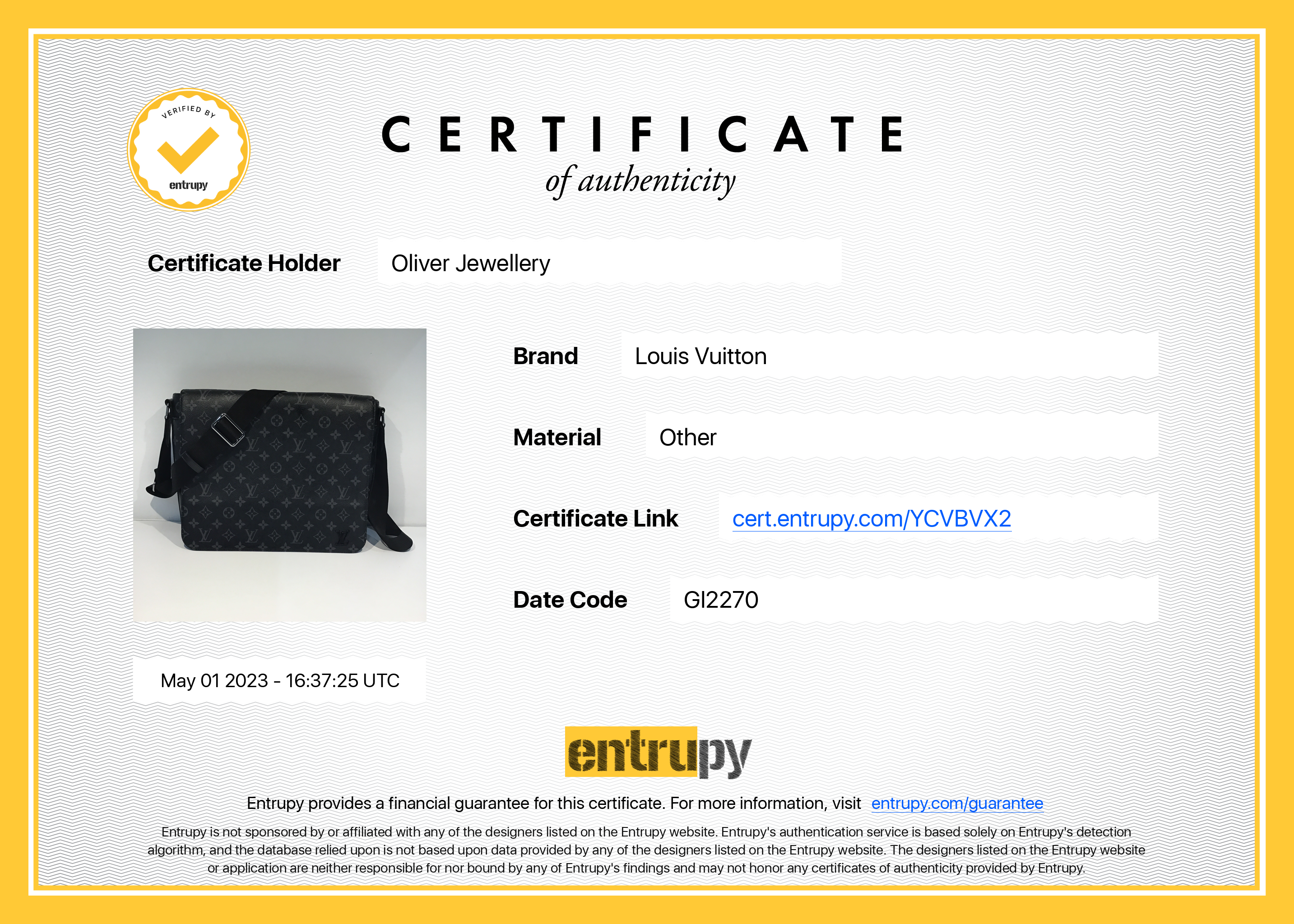 Louis Vuitton 2020 Monogram Eclipse District MM w/ Receipt