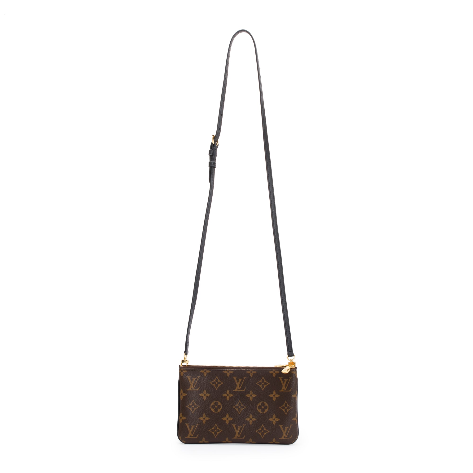 Louis Vuitton 2020 Monogram Giant Reverse & Monogram Double Zip Pochette w/ Strap & Box