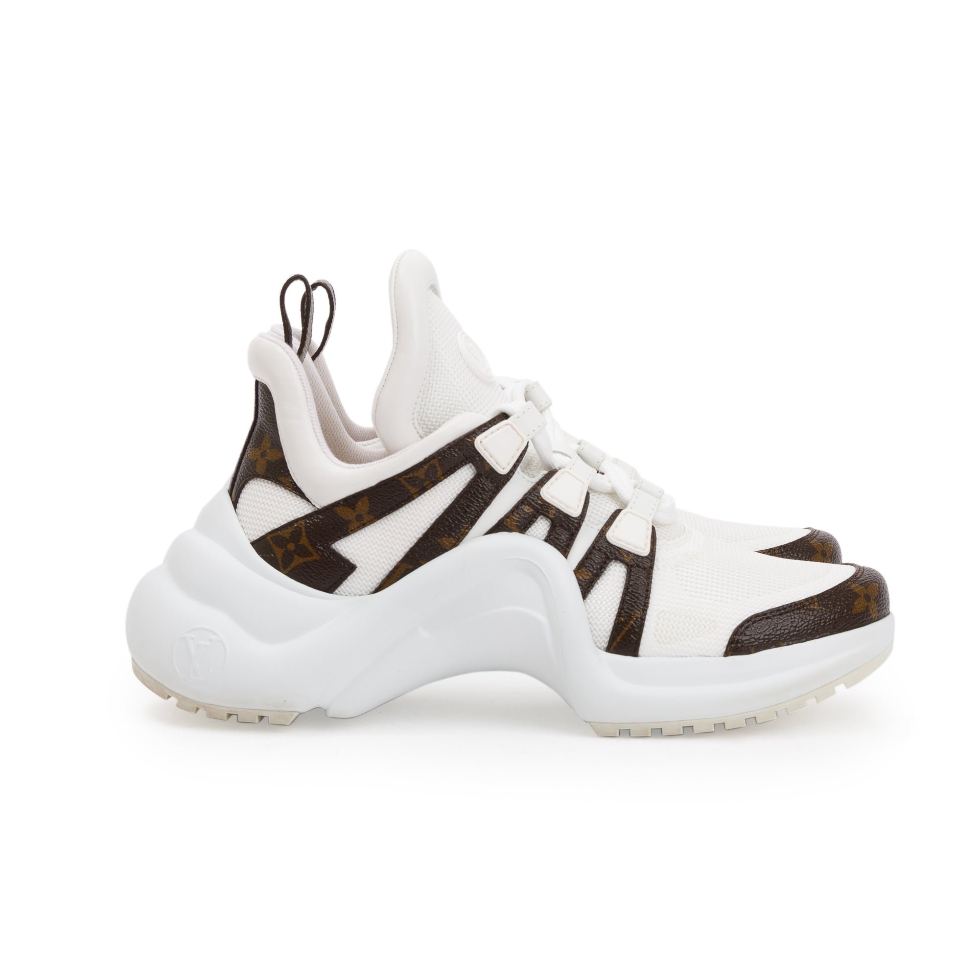 Louis Vuitton 2020 Monogram Trim White LV Archlight Sneakers, Size 38