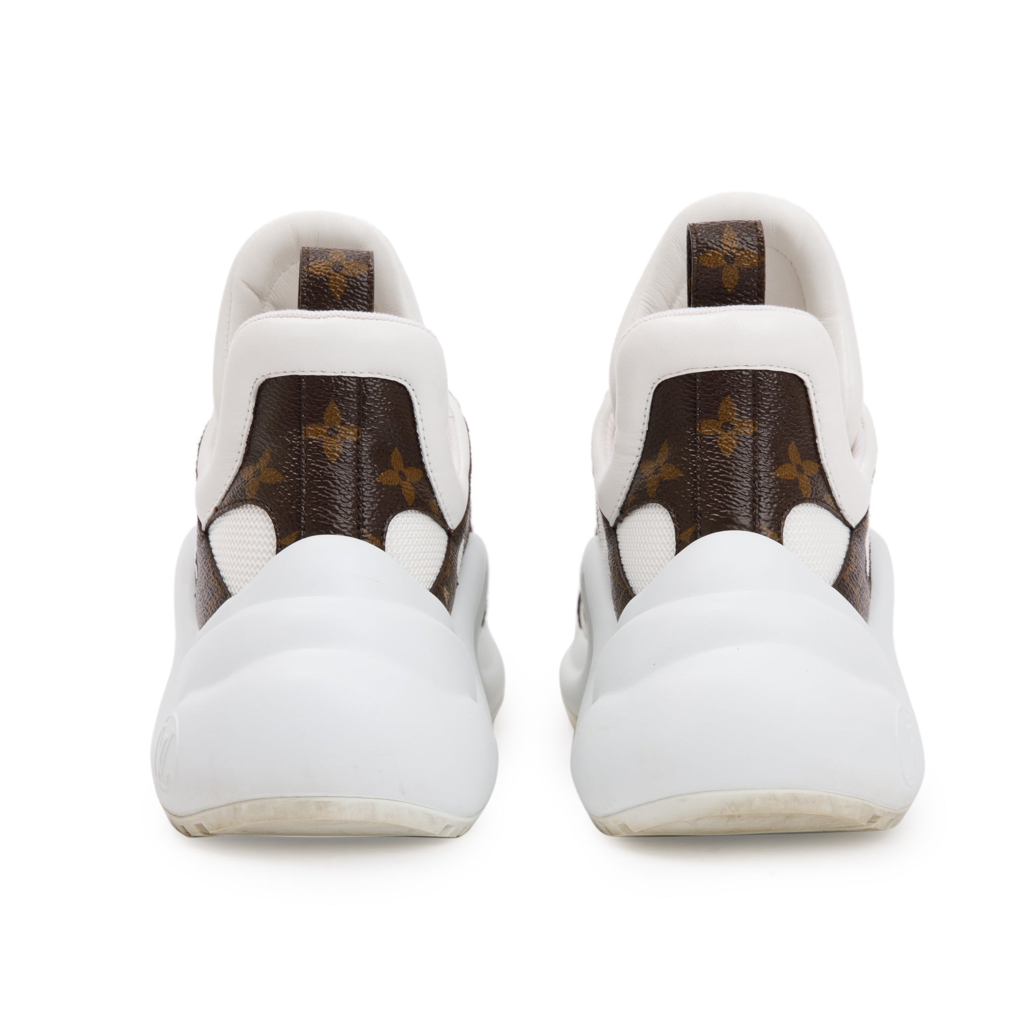 Louis Vuitton 2020 Monogram Trim White LV Archlight Sneakers, Size 38