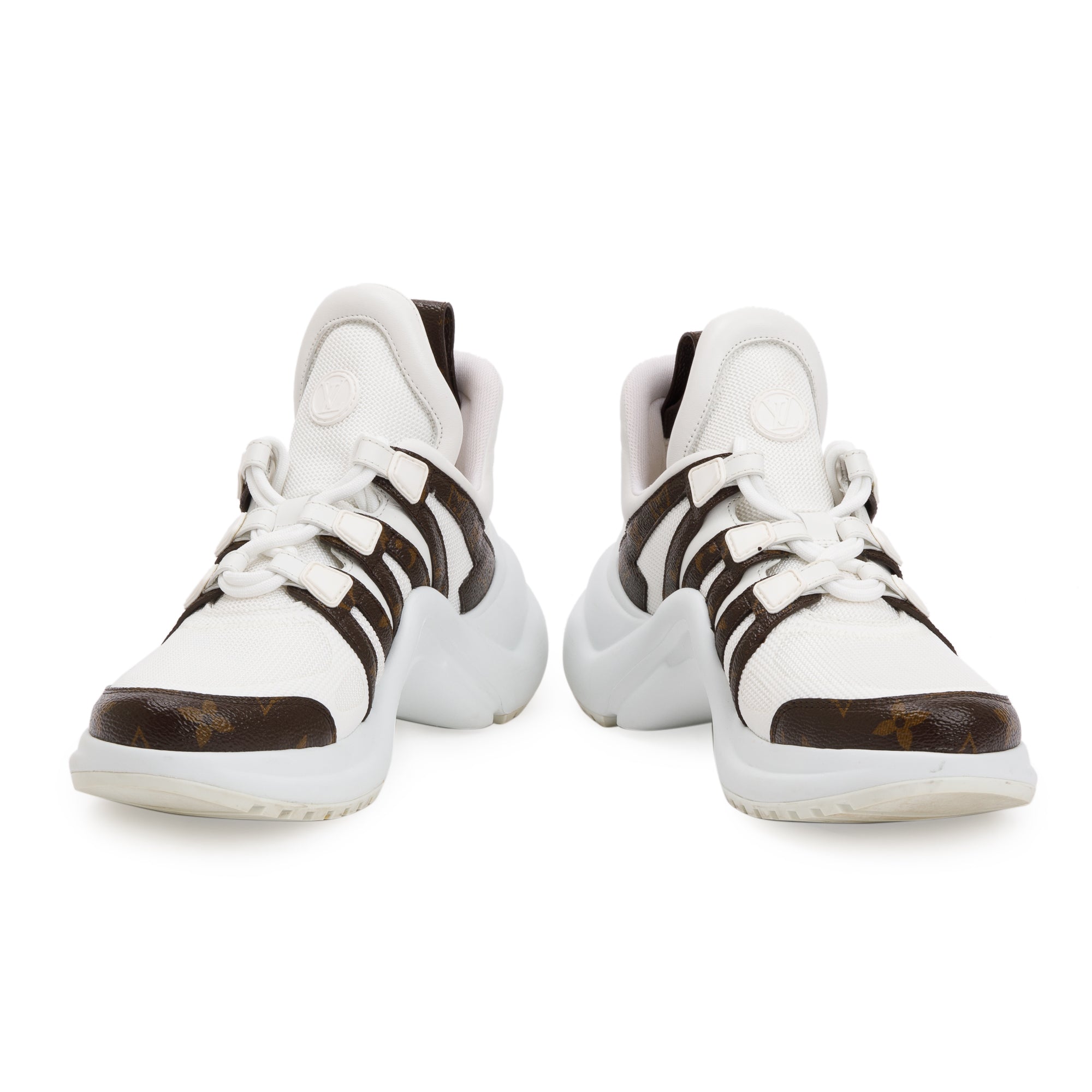 Louis Vuitton 2020 Monogram Trim White LV Archlight Sneakers, Size 38