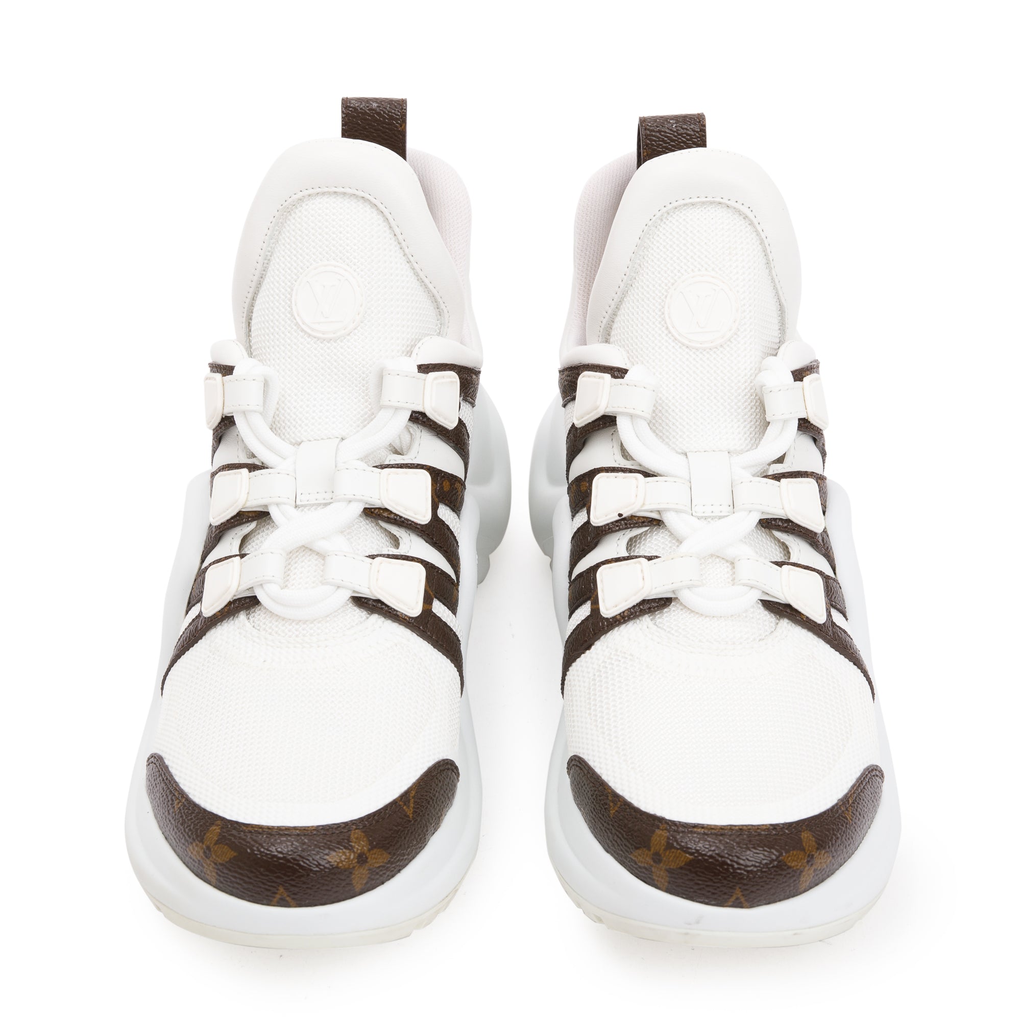 Louis Vuitton 2020 Monogram Trim White LV Archlight Sneakers, Size 38