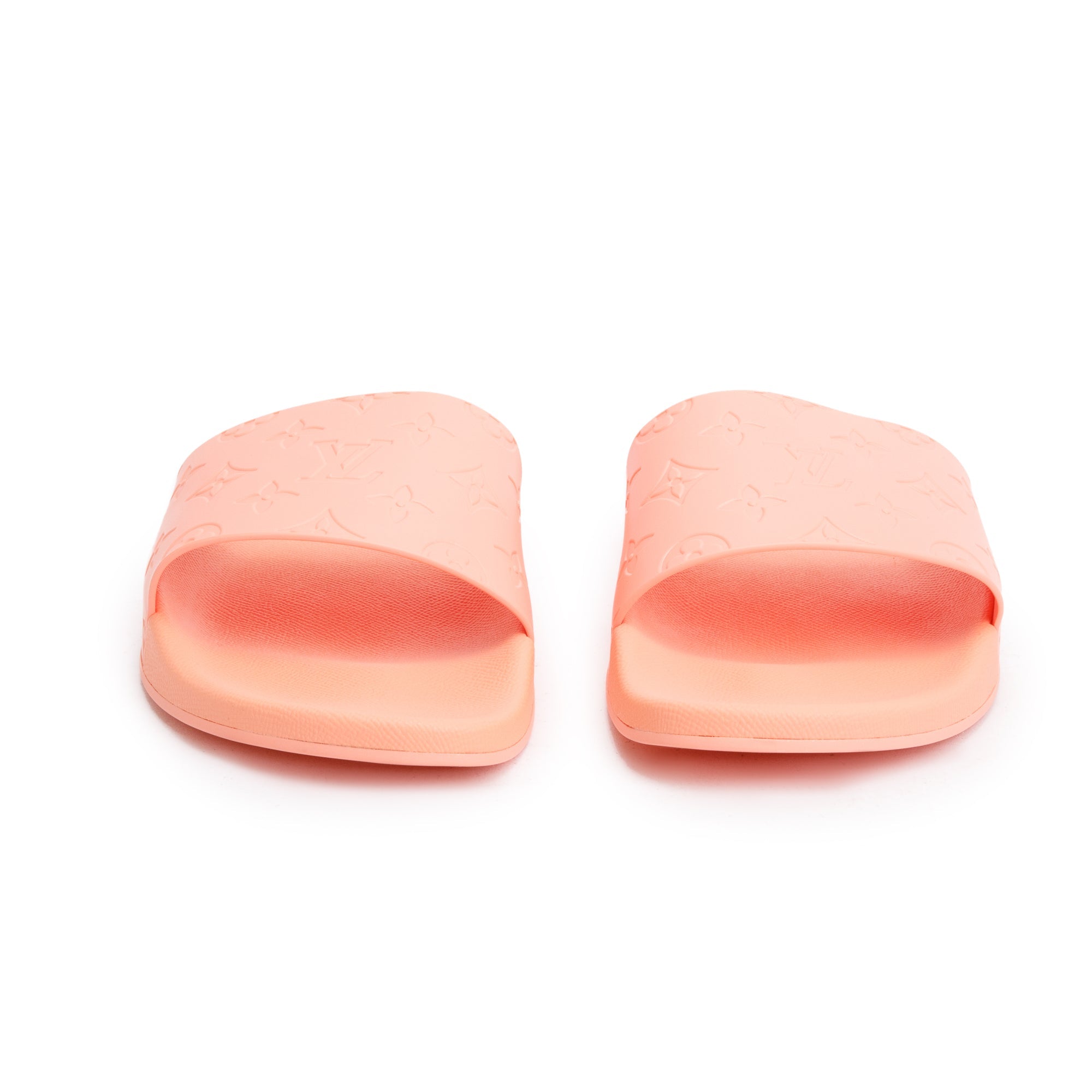 Louis Vuitton 2020 Peach Monogram Rubber Water Font Mule, Size 12