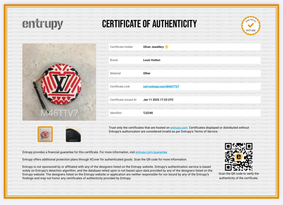 Louis Vuitton 2020 Red/Creme/Black Monogram Crafty Round Coin Purse w/ Box & Receipt