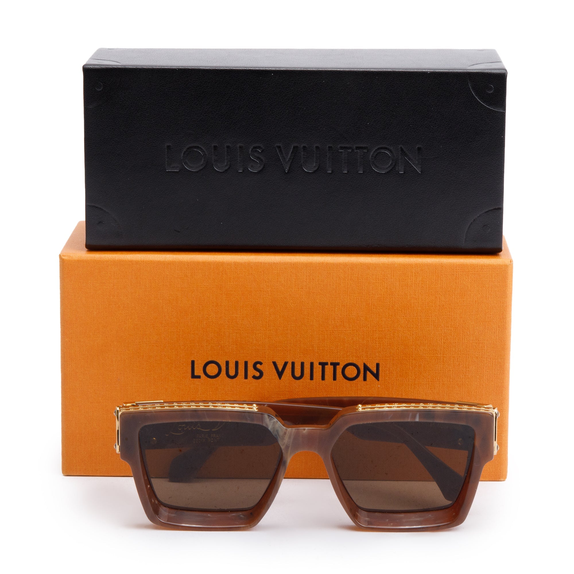 Louis Vuitton 2020 Z1337W Brown Choco Marble Acetate 1.1 Millionaires Sunglasses w/ Box, Receipt & Case
