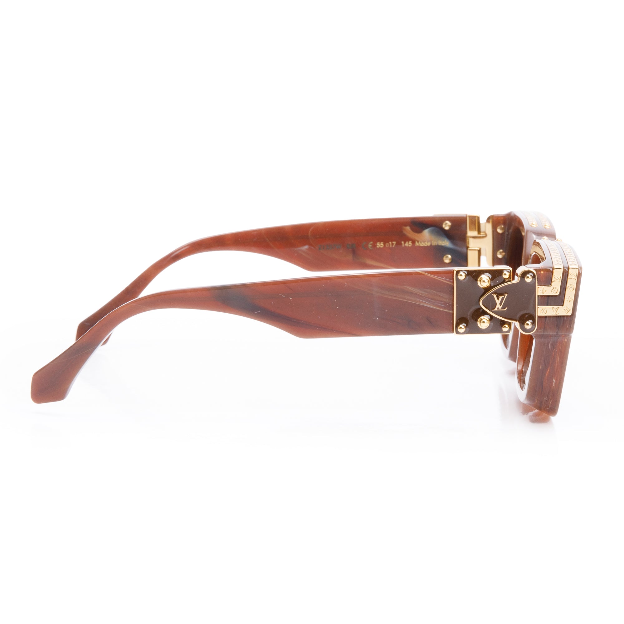 Louis Vuitton 2020 Z1337W Brown Choco Marble Acetate 1.1 Millionaires Sunglasses w/ Box, Receipt & Case