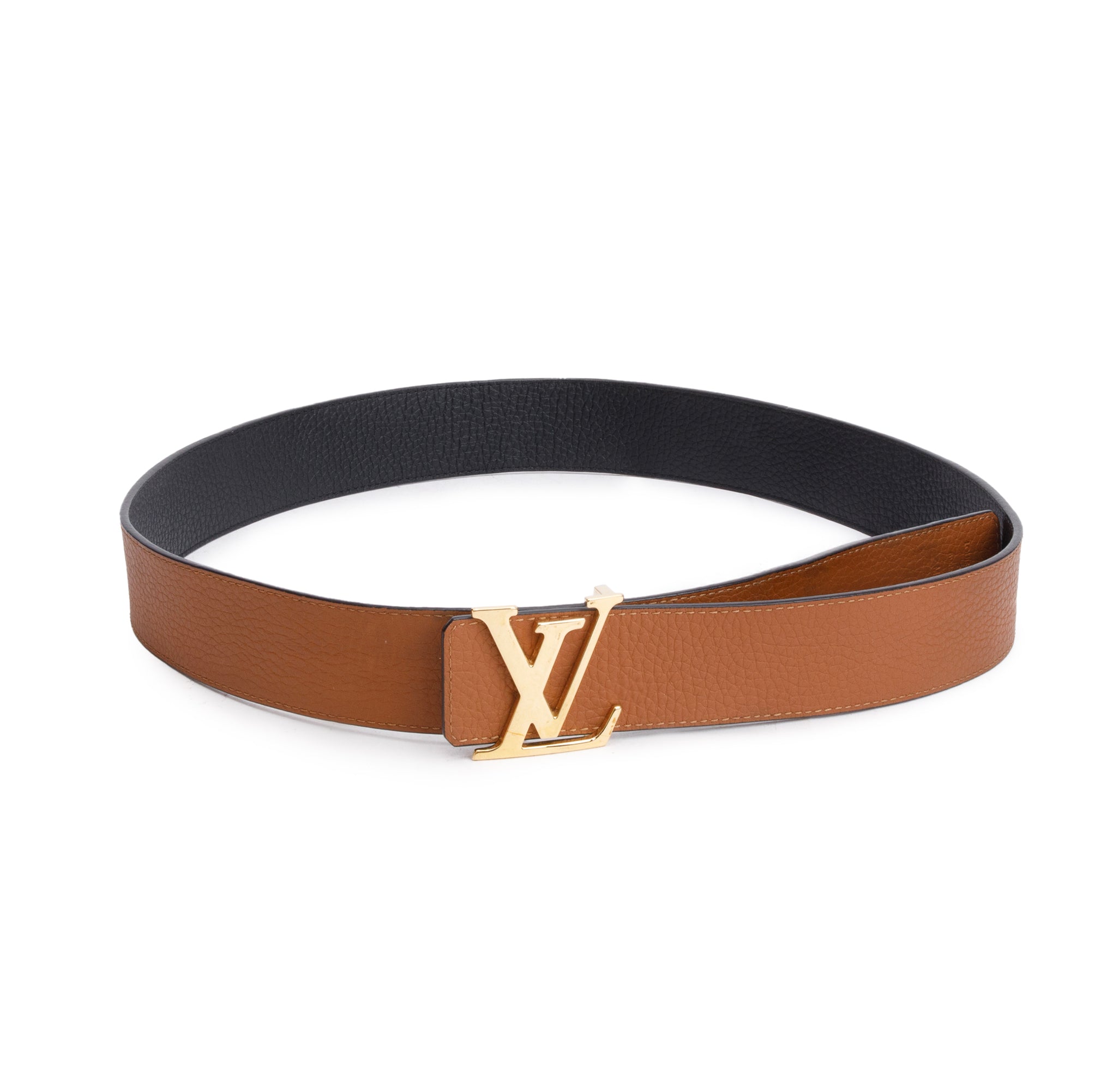 Louis Vuitton 2021 Black & Brown Taurillon Leather LV Initials 40 MM Reversible Belt 95 38 w/ Box