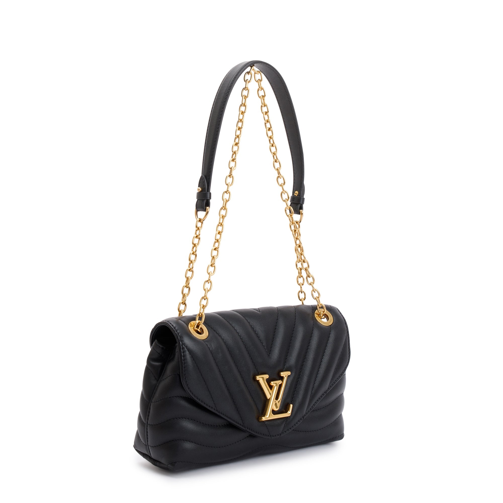 Louis Vuitton 2021 Black Cowhide Leather New Wave Chain Bag MM w/ Box & Receipt