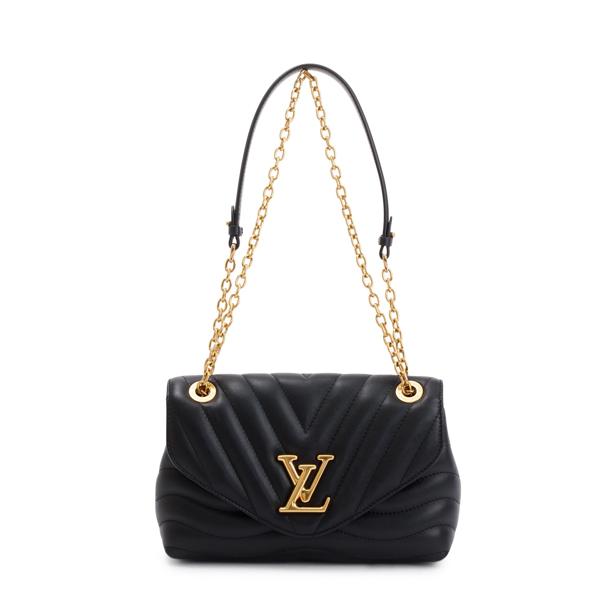 Louis Vuitton 2021 Black Cowhide Leather New Wave Chain Bag MM w/ Box & Receipt