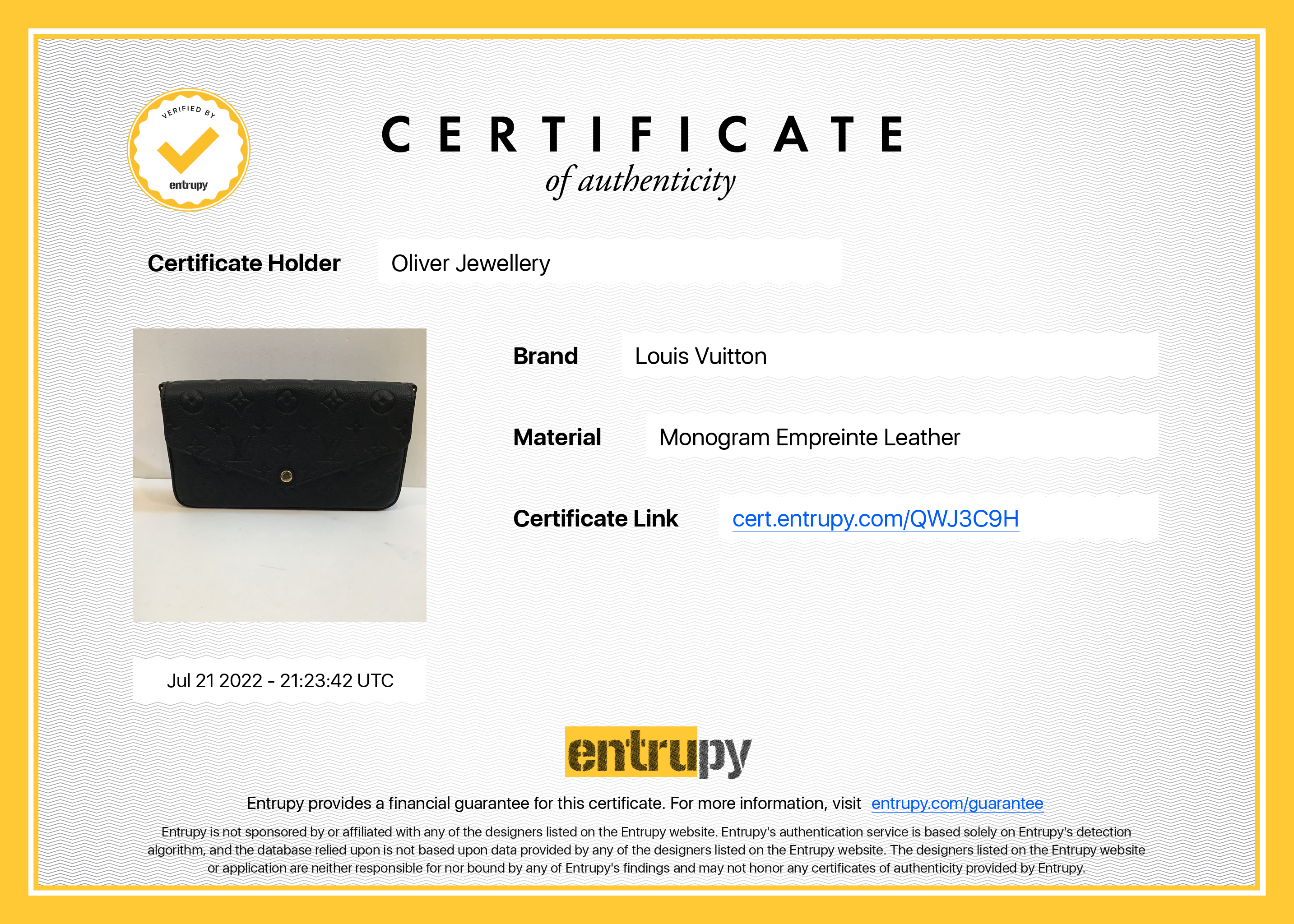 Louis Vuitton 2021 Black Monogram Empreinte Felicie Pochette Bag w/ Box