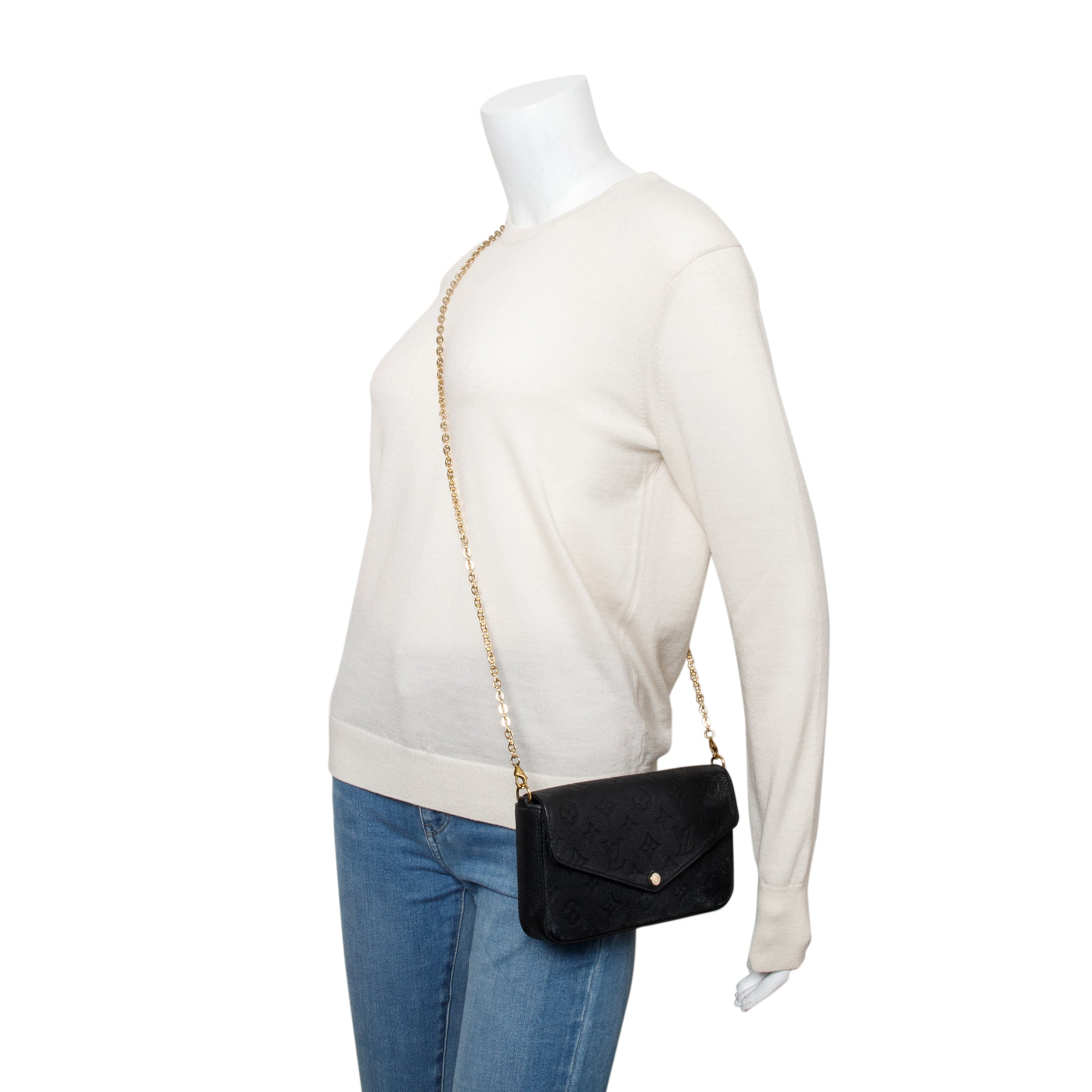 Louis Vuitton 2021 Black Monogram Empreinte Leather Felicie Pochette w/ Insert