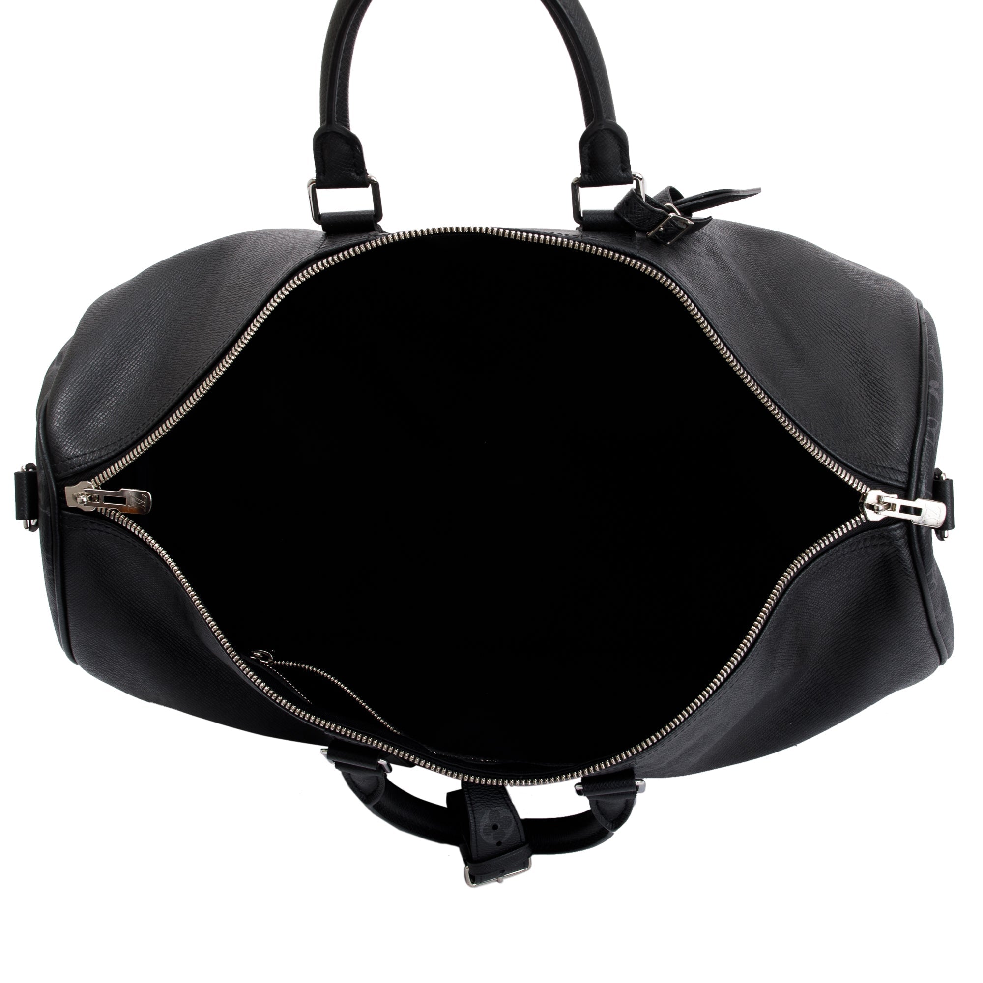 Louis Vuitton 2021 Black Taigarama Keepall Bandouliere 50 w/ Box