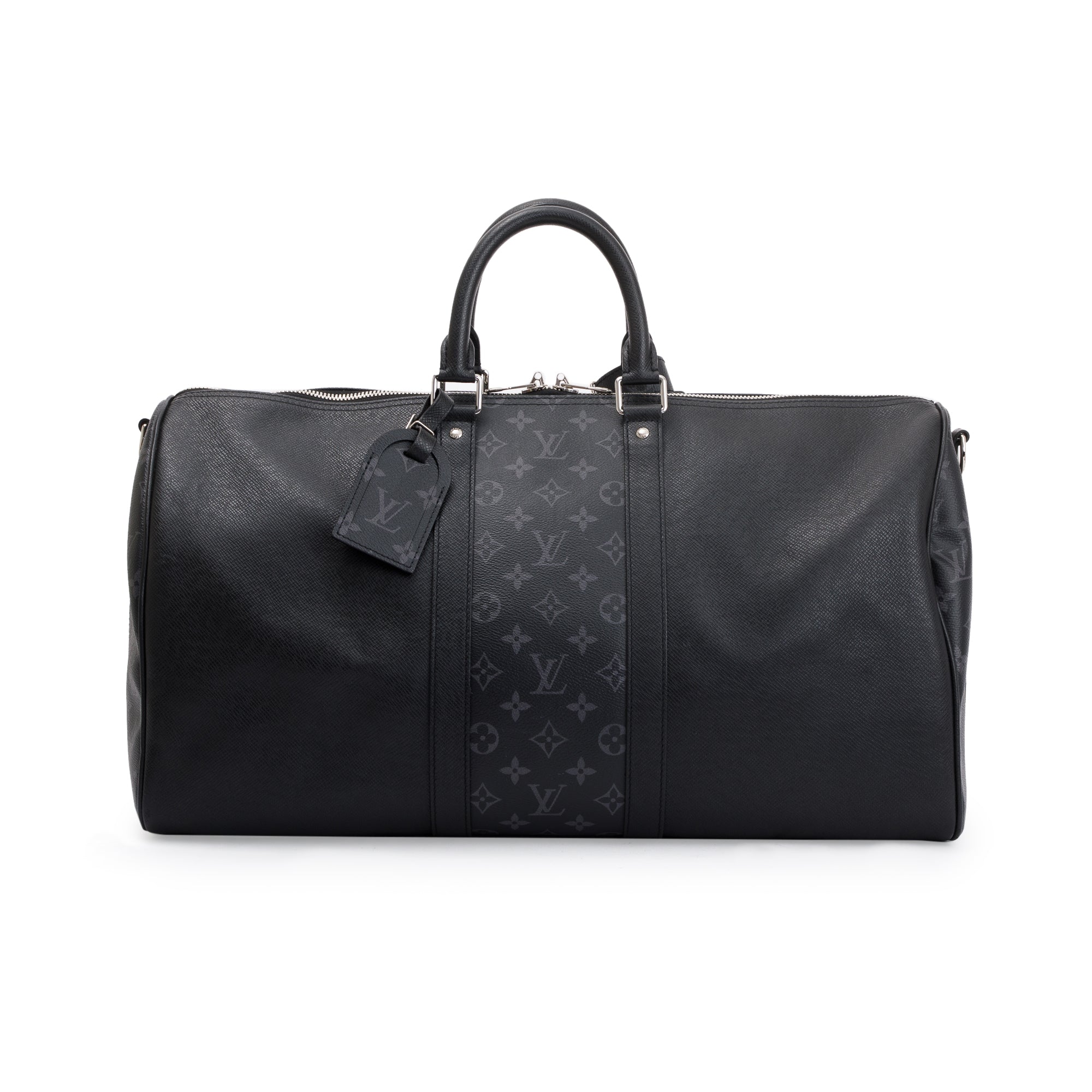 Louis Vuitton 2021 Black Taigarama Keepall Bandouliere 50 w/ Box