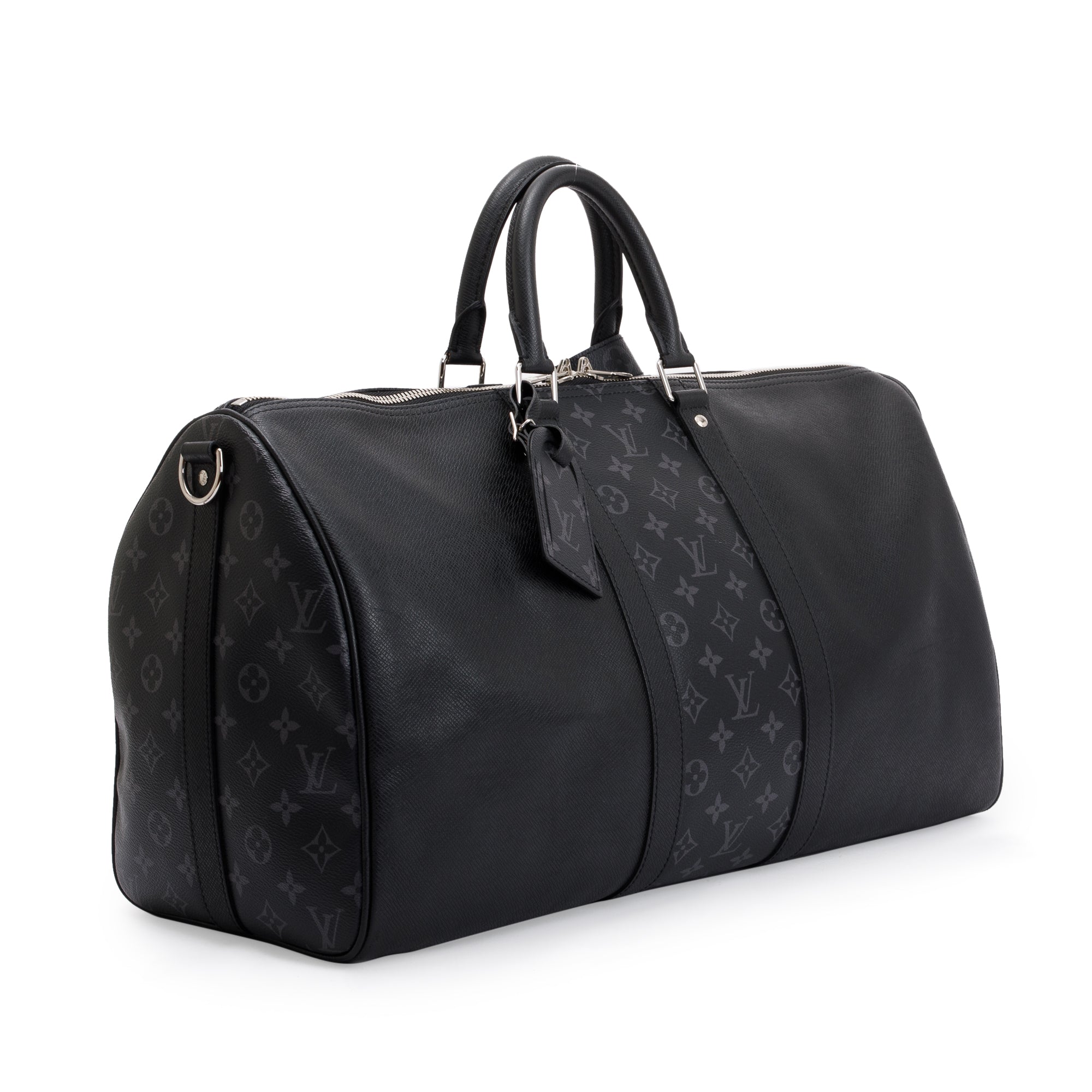 Louis Vuitton 2021 Black Taigarama Keepall Bandouliere 50 w/ Box
