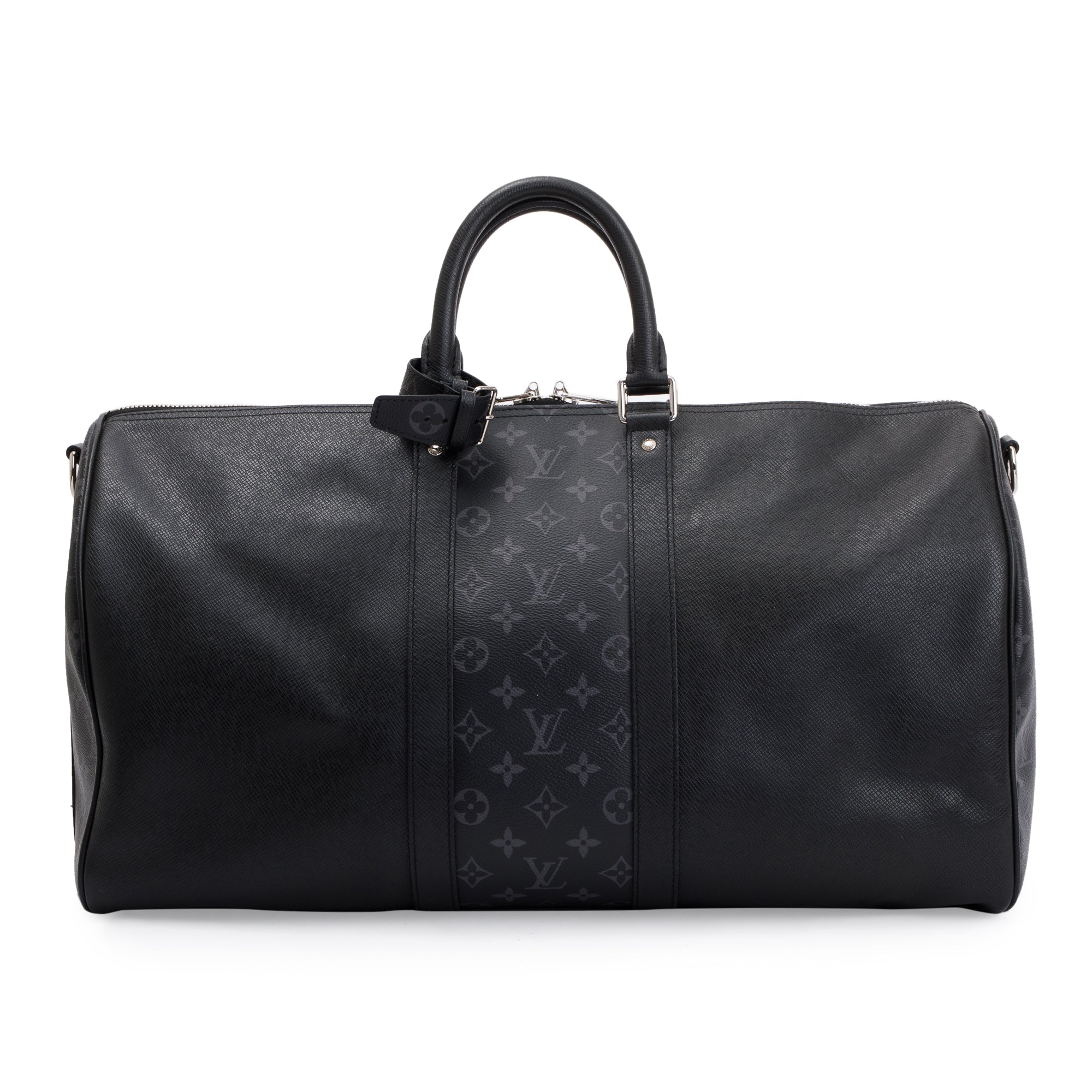 Louis Vuitton 2021 Black Taigarama Keepall Bandouliere 50 w/ Box