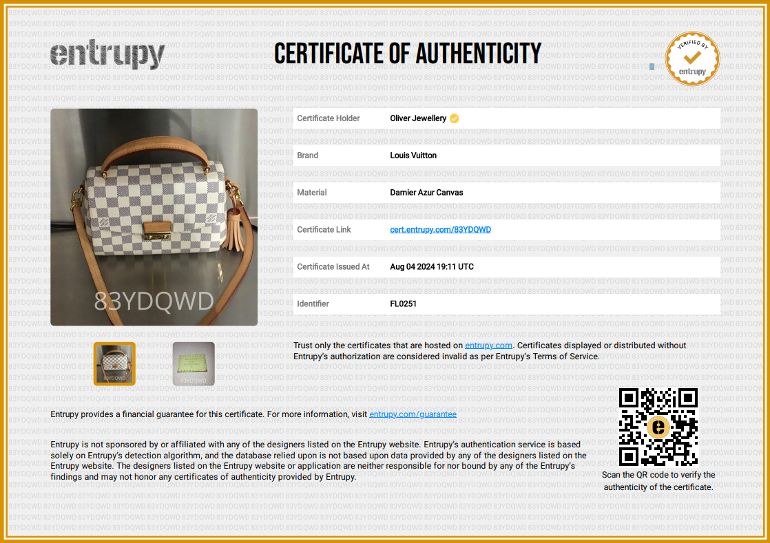 Louis Vuitton 2021 Damier Azur Croisette Bag w/ Box