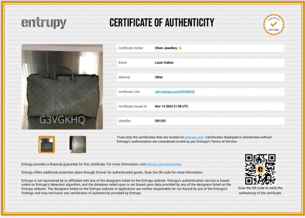 Louis Vuitton 2021 Khaki Monogram Seal Leather Keepall Bandouliere 50 w/ Box