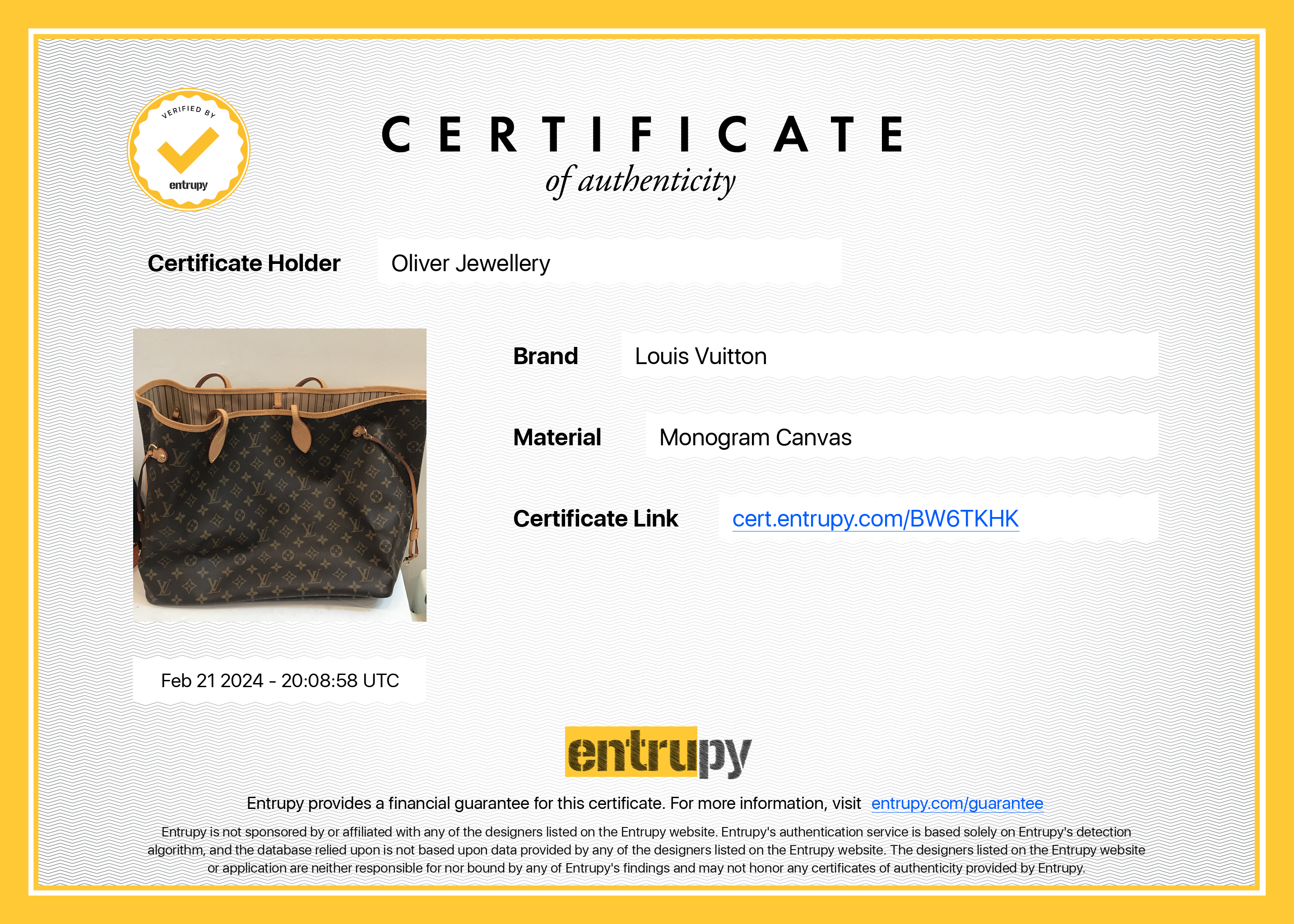 Louis Vuitton 2021 Monogram Neverfull GM w/ Box & Receipt