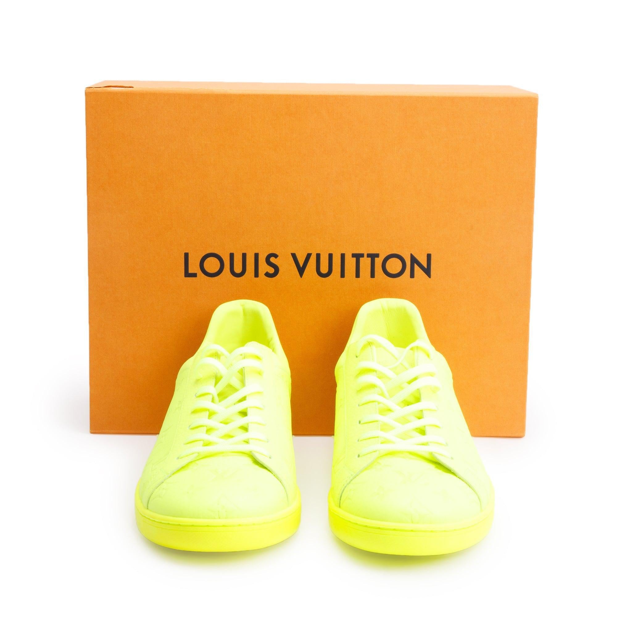 Louis Vuitton 2021 Neon Yellow Monogram Empreinte Leather Luxembourg Sneakers, Size 13 w/ Box