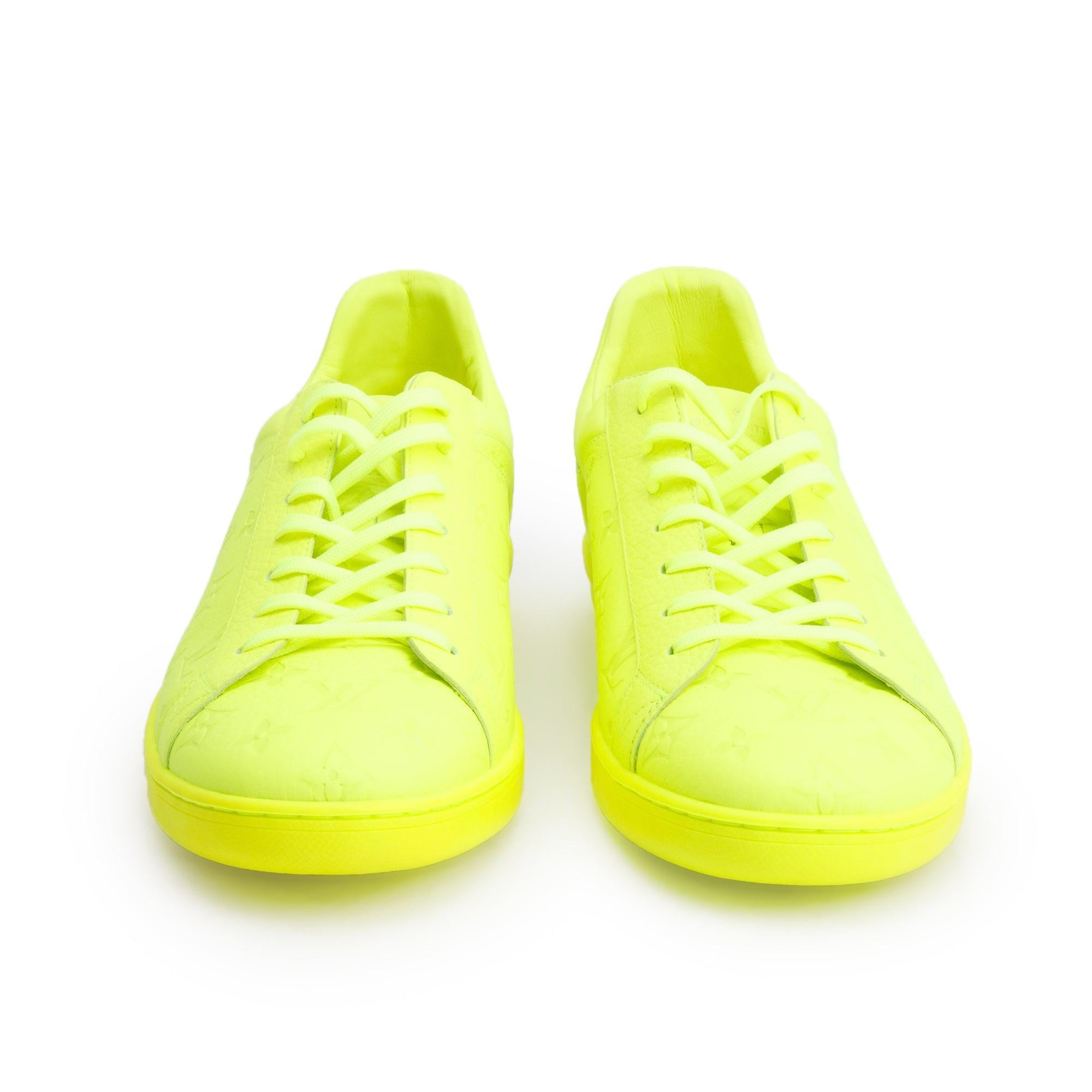 Louis Vuitton 2021 Neon Yellow Monogram Empreinte Leather Luxembourg Sneakers, Size 13 w/ Box