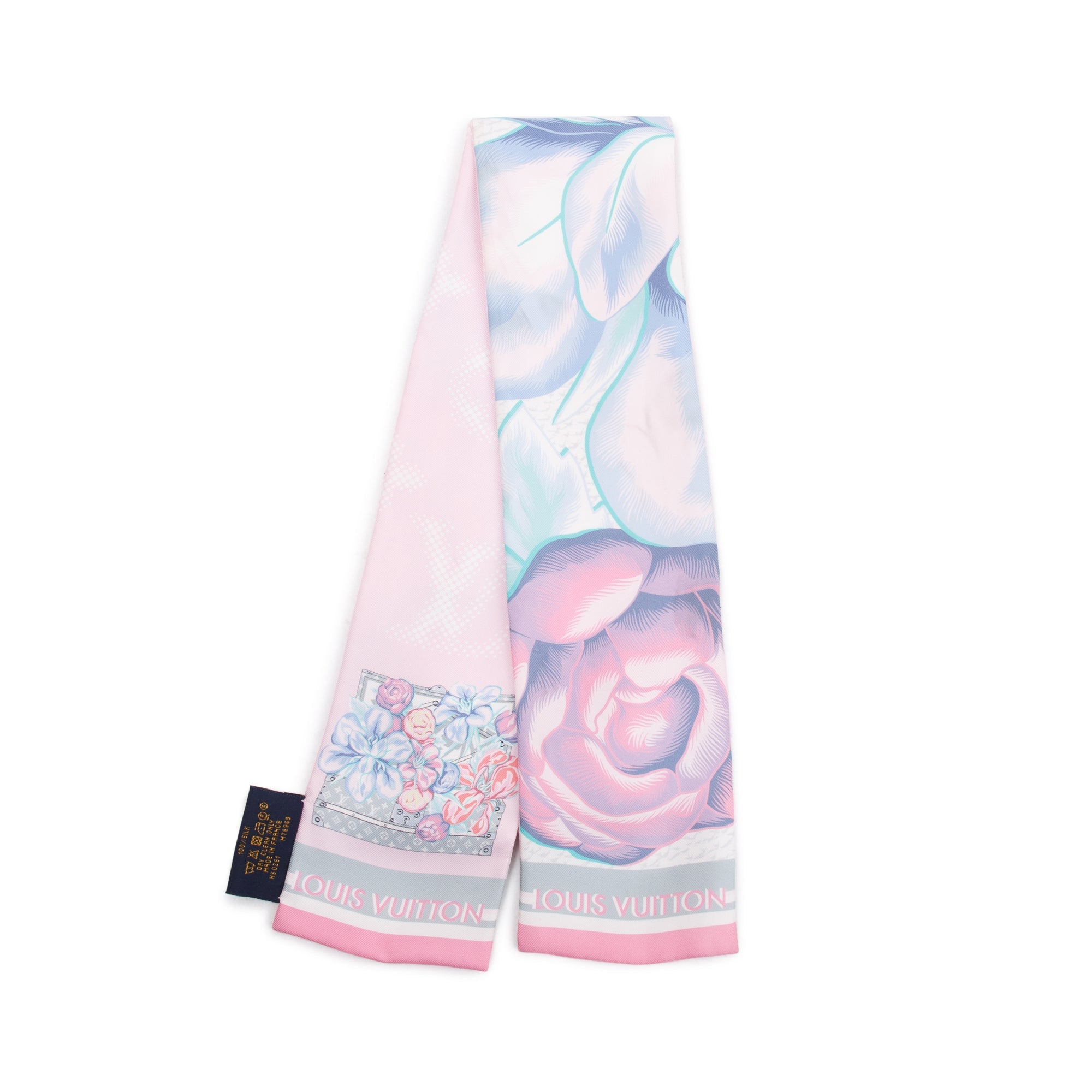 Louis Vuitton 2021 Pink & Multicolour Silk Malle Fleurs Bandeau w/ Box & Receipt