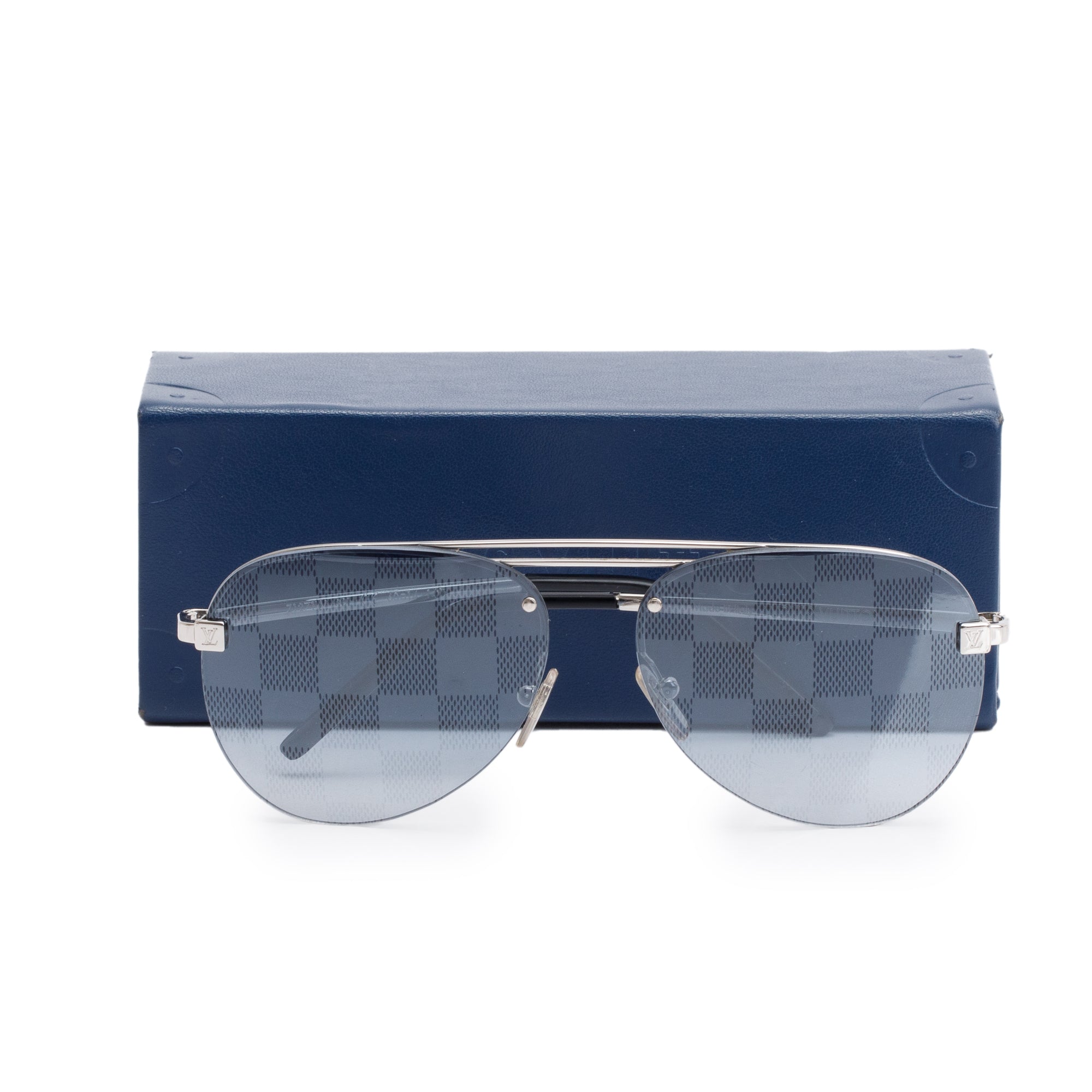 Louis Vuitton 2021 Z1271W Damier Graphite Clockwise Pilot Sunglasses w/ Case