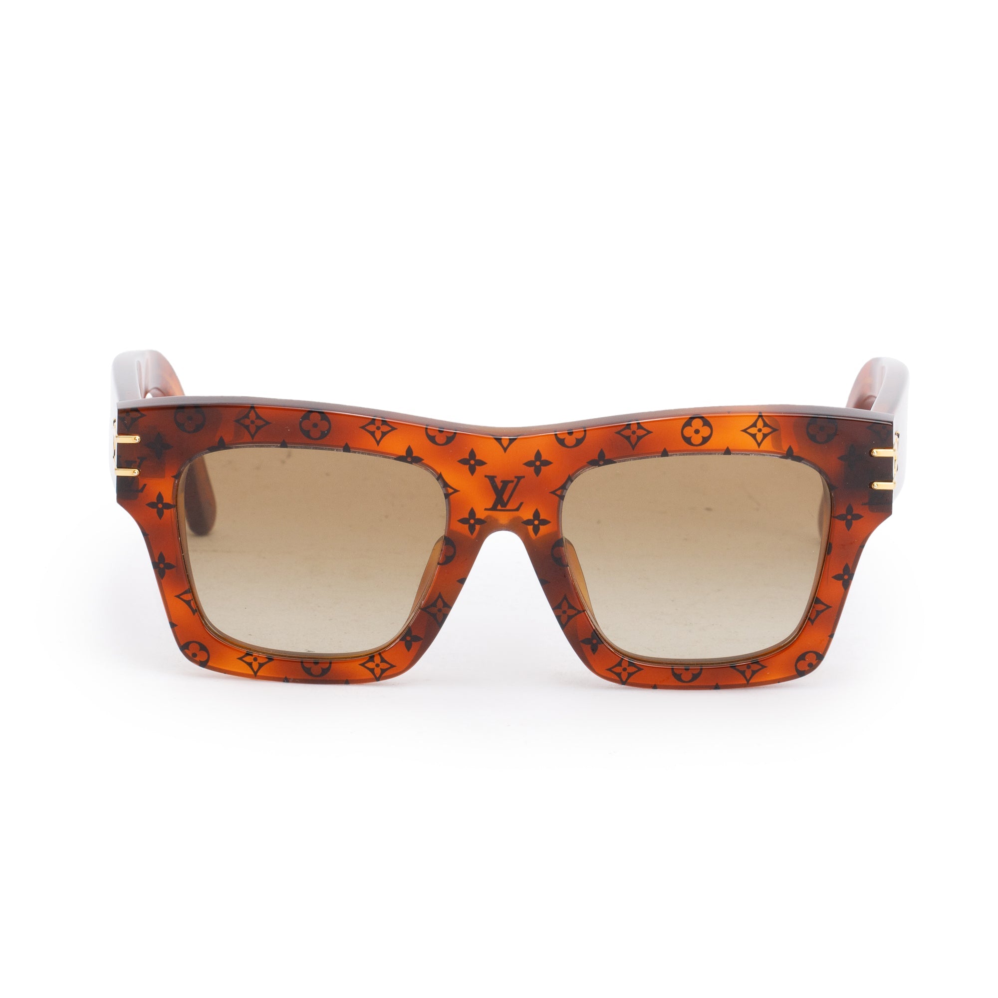 Louis Vuitton 2021 Z1483E Brown Monogram Acetate Blade Square Sunglasses w/ Box & Case