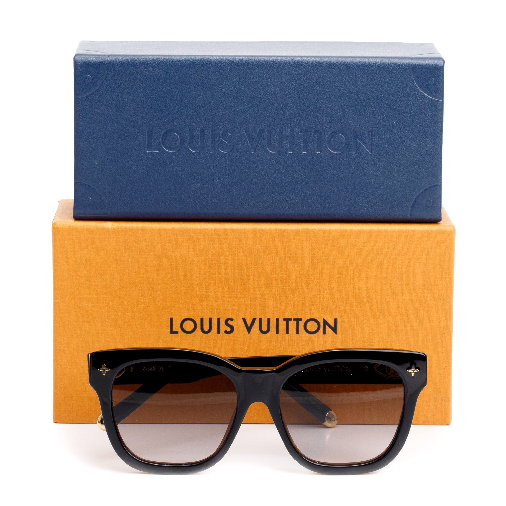 Louis Vuitton 2021 Z1523E Black Acetate My Monogram Square Sunglasses w/ Box & Case