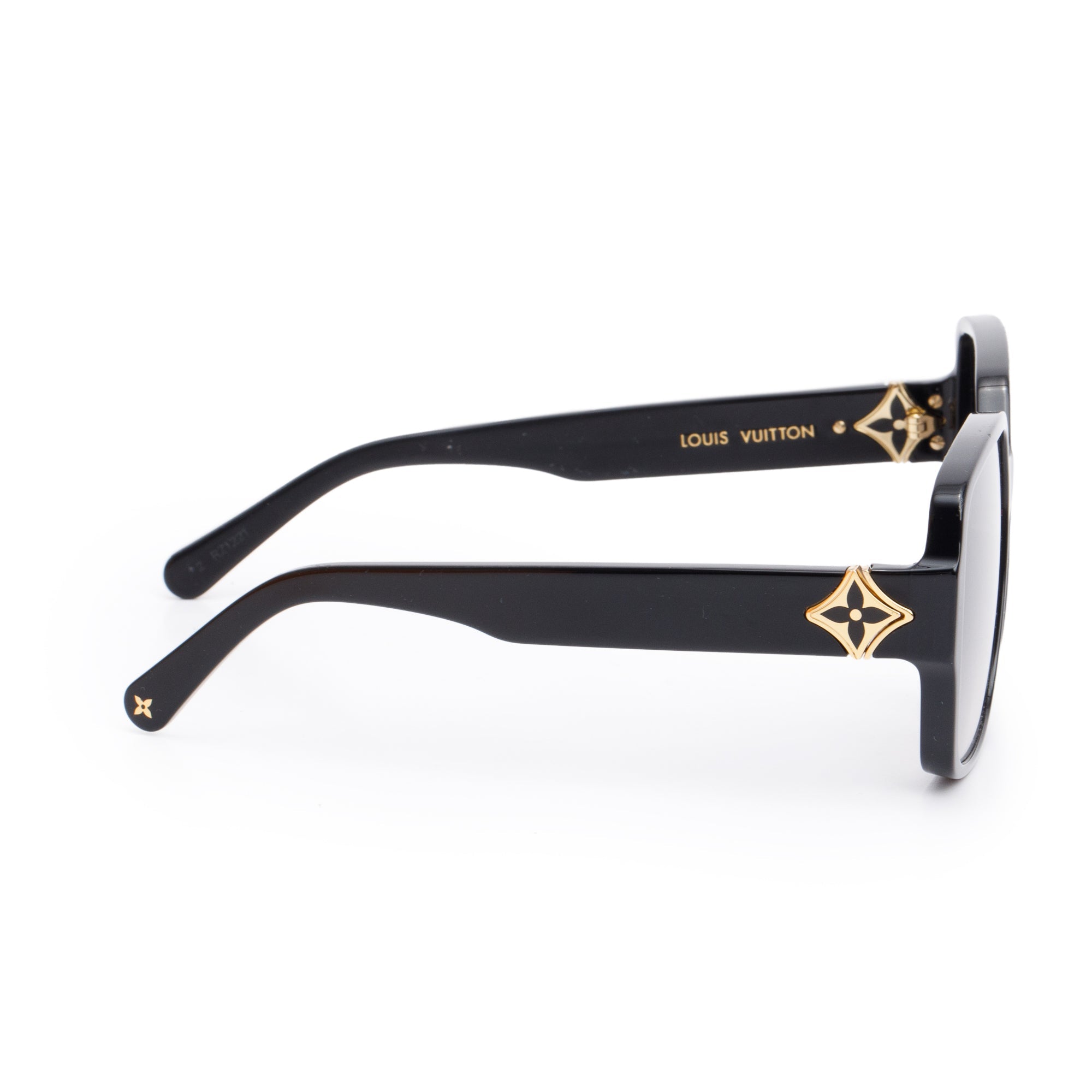 Louis Vuitton 2021 Z1613E Black Acetate My LV Flower Square Sunglasses w/ Box & Case