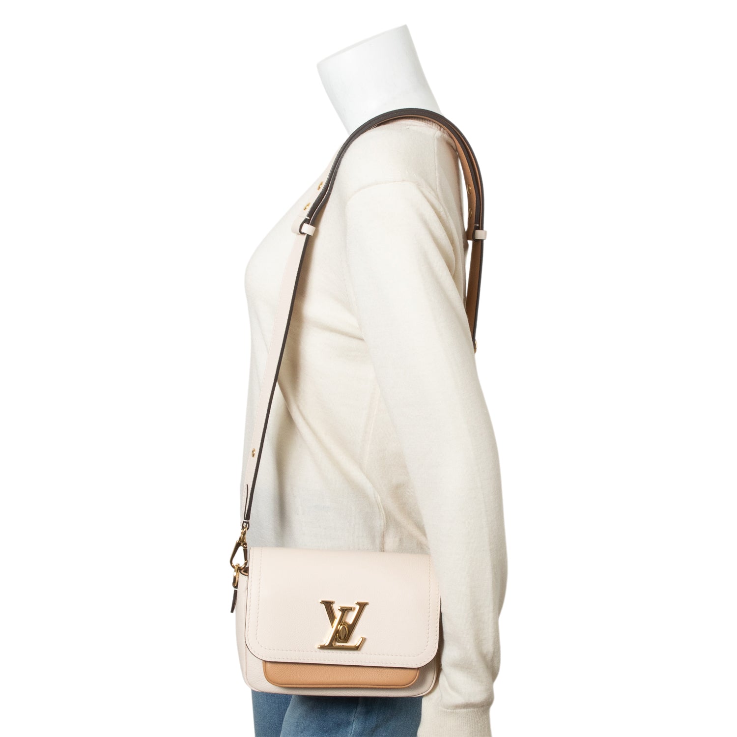 Louis Vuitton 2022 Beige Leather LockMe Tender Bag w/ Straps & Receipt