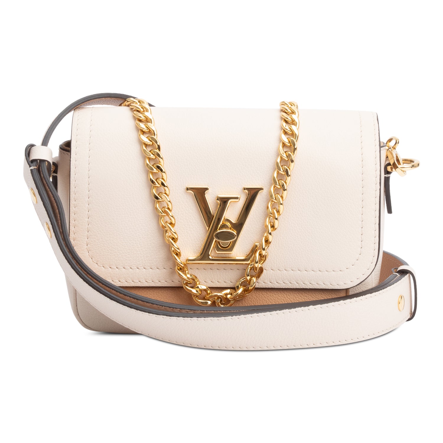 Louis Vuitton 2022 Beige Leather LockMe Tender Bag w/ Straps & Receipt