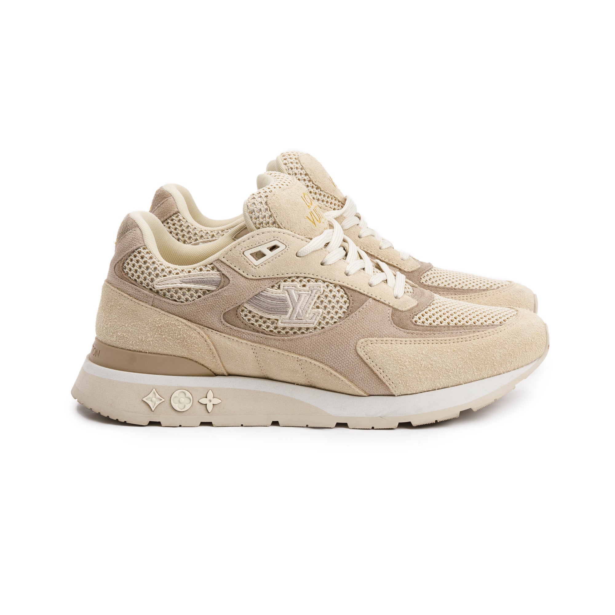 Louis Vuitton 2022 Beige Suede LV Trainer Sneakers, Size 7 w/ Box
