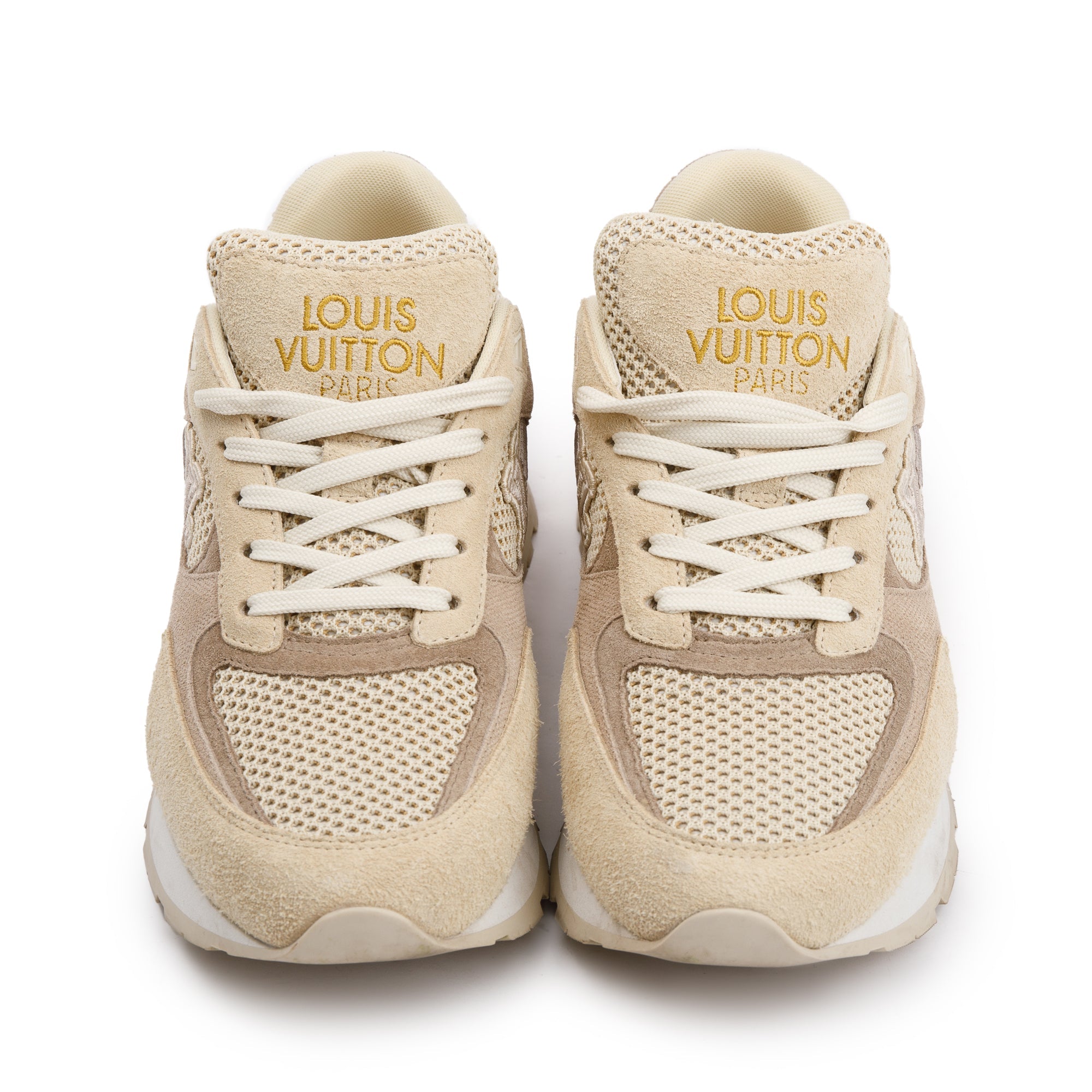 Louis Vuitton 2022 Beige Suede LV Trainer Sneakers, Size 7 w/ Box