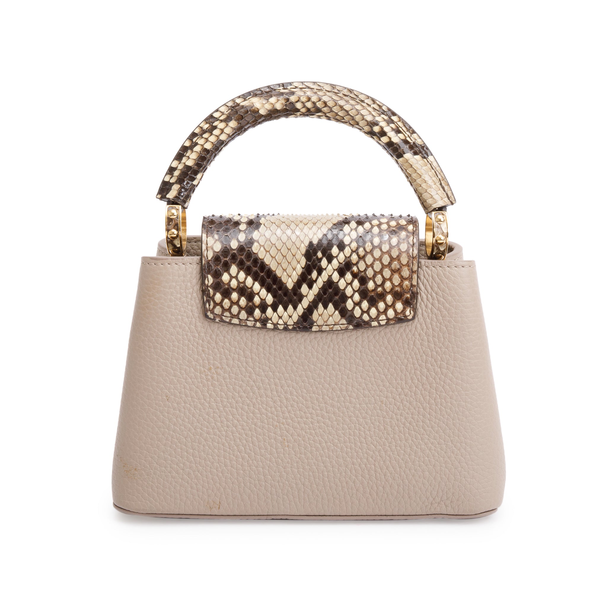 Louis Vuitton 2022 Beige Taurillon Leather Python Trim Capucines Mini w/ Strap